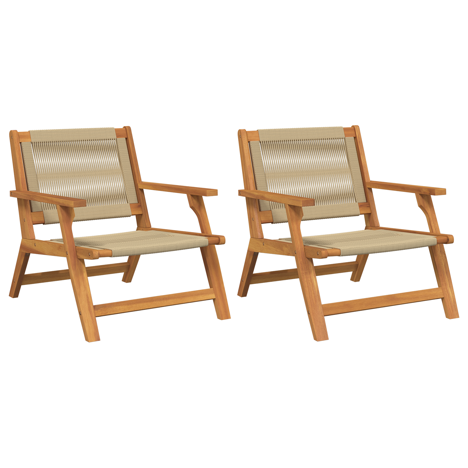 Garden Chairs 2 pcs Beige 67x77x73 cm Solid Wood Acacia - Image 2
