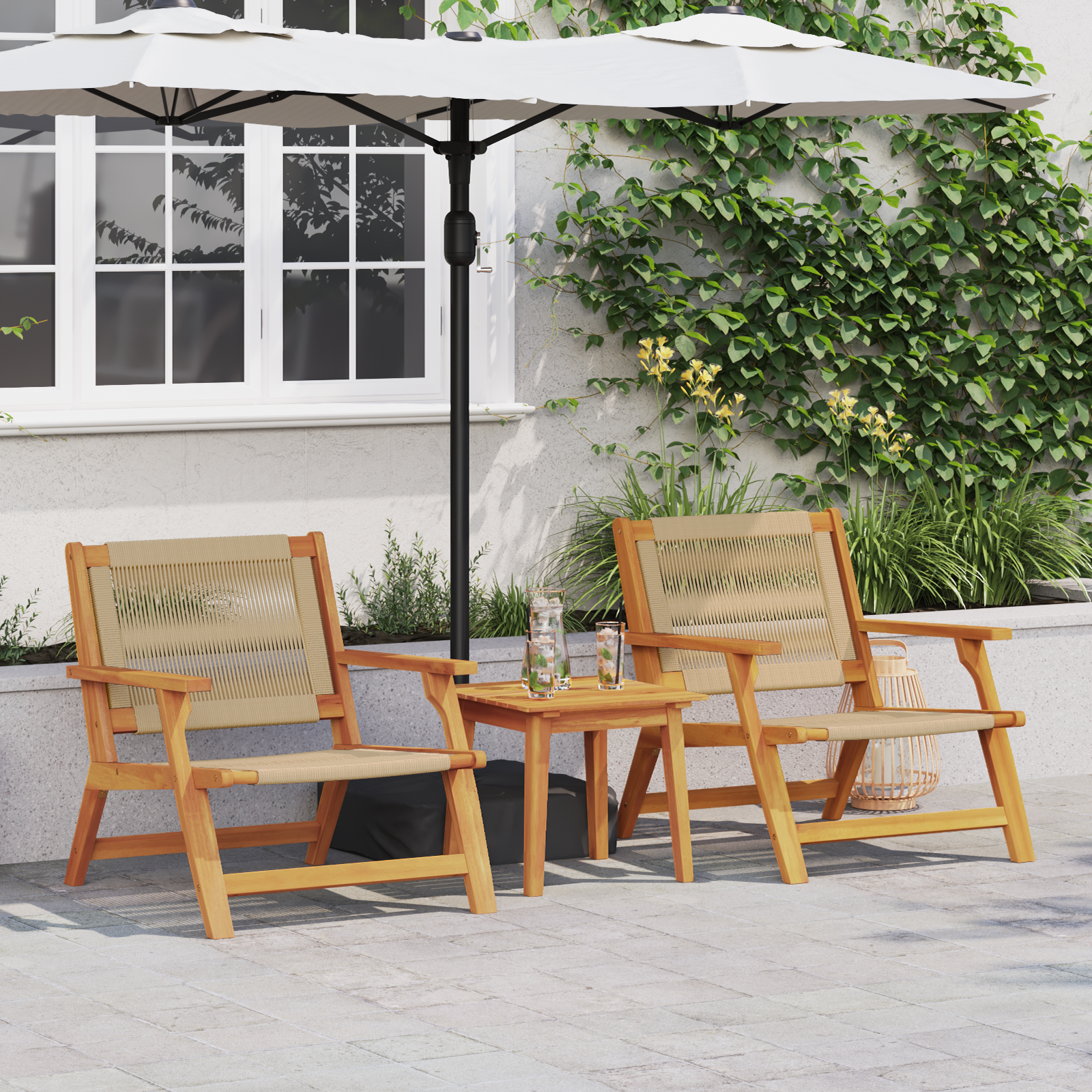 Tuinsets 2 stuks Beige 67x77x73 cm Massief Hout Acacia