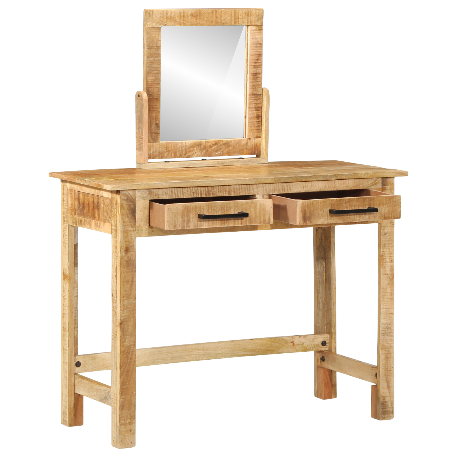 Dressing Table with Mirror Solid Wood Rough Mango - Image 2