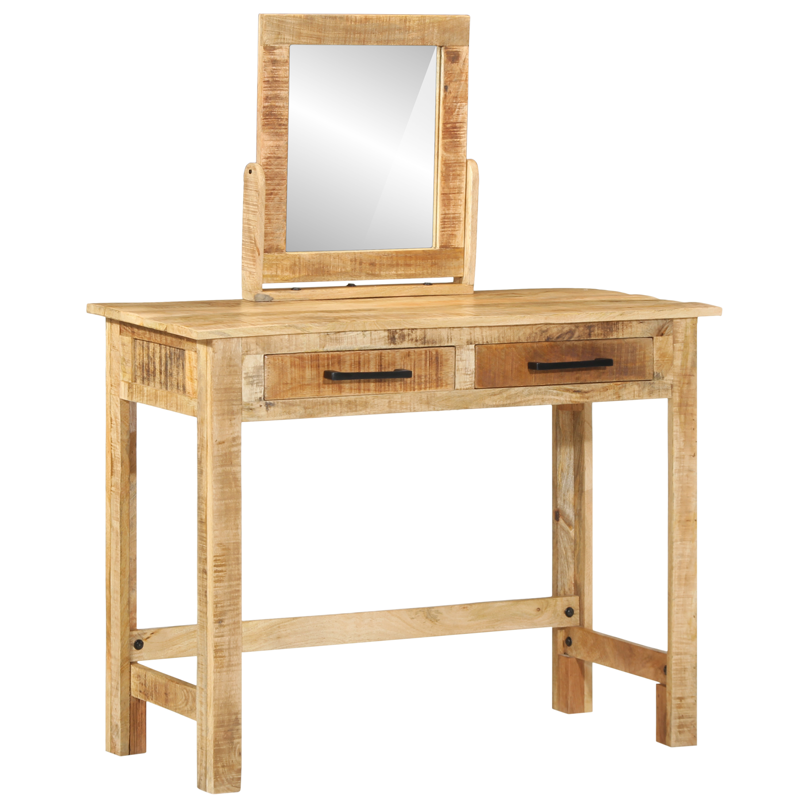 Dressing Table with Mirror Solid Wood Rough Mango - Image 3