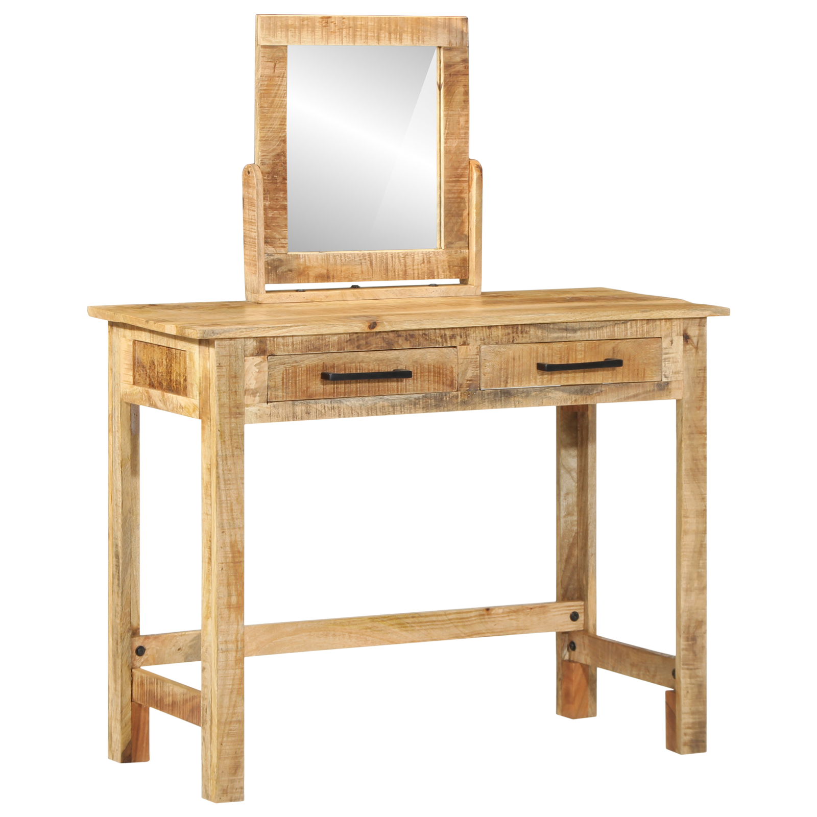 Dressing Table with Mirror Solid Wood Rough Mango - Image 4
