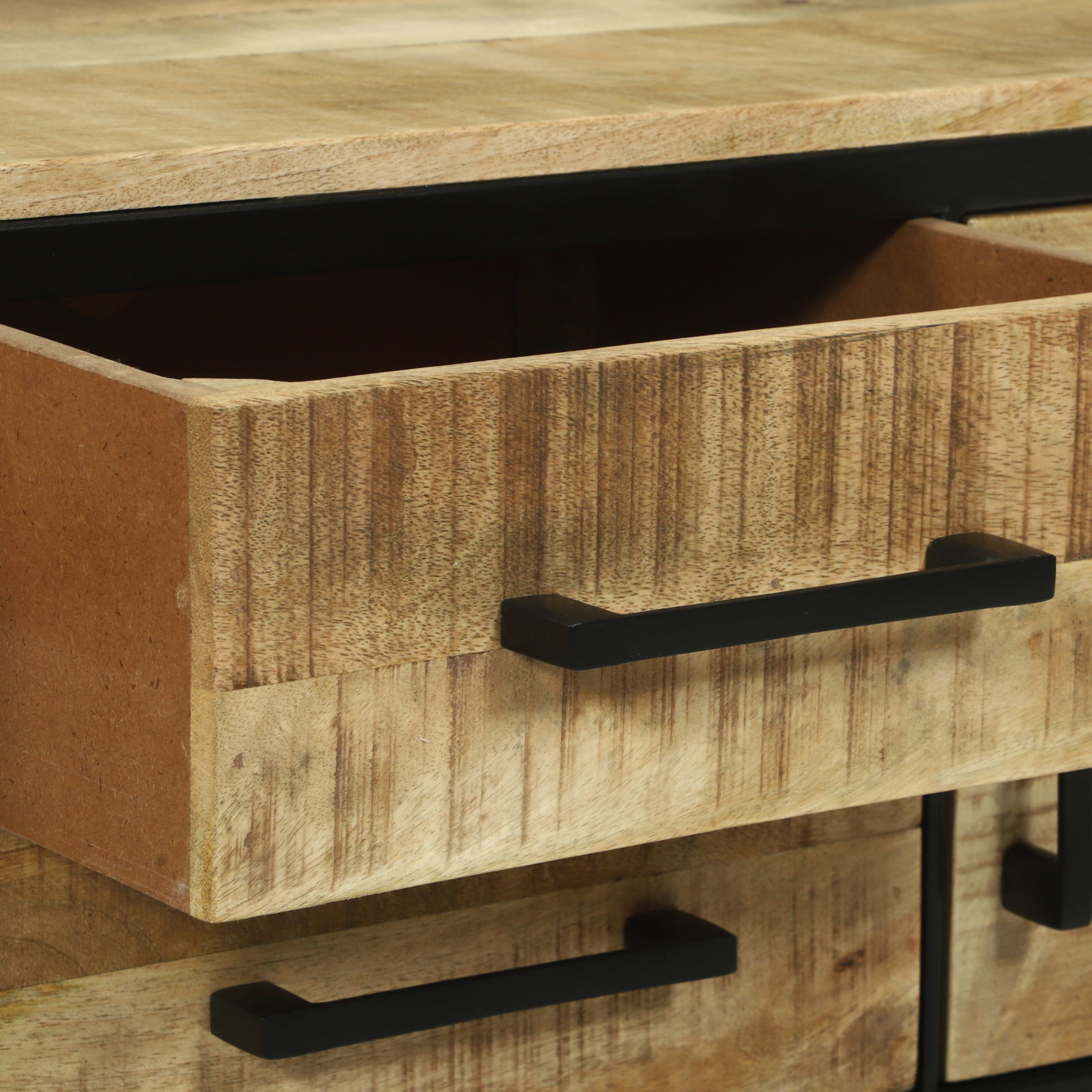 Komoda 100x35x70 cm Kieta mediena, šiurkšti mango - Image 10