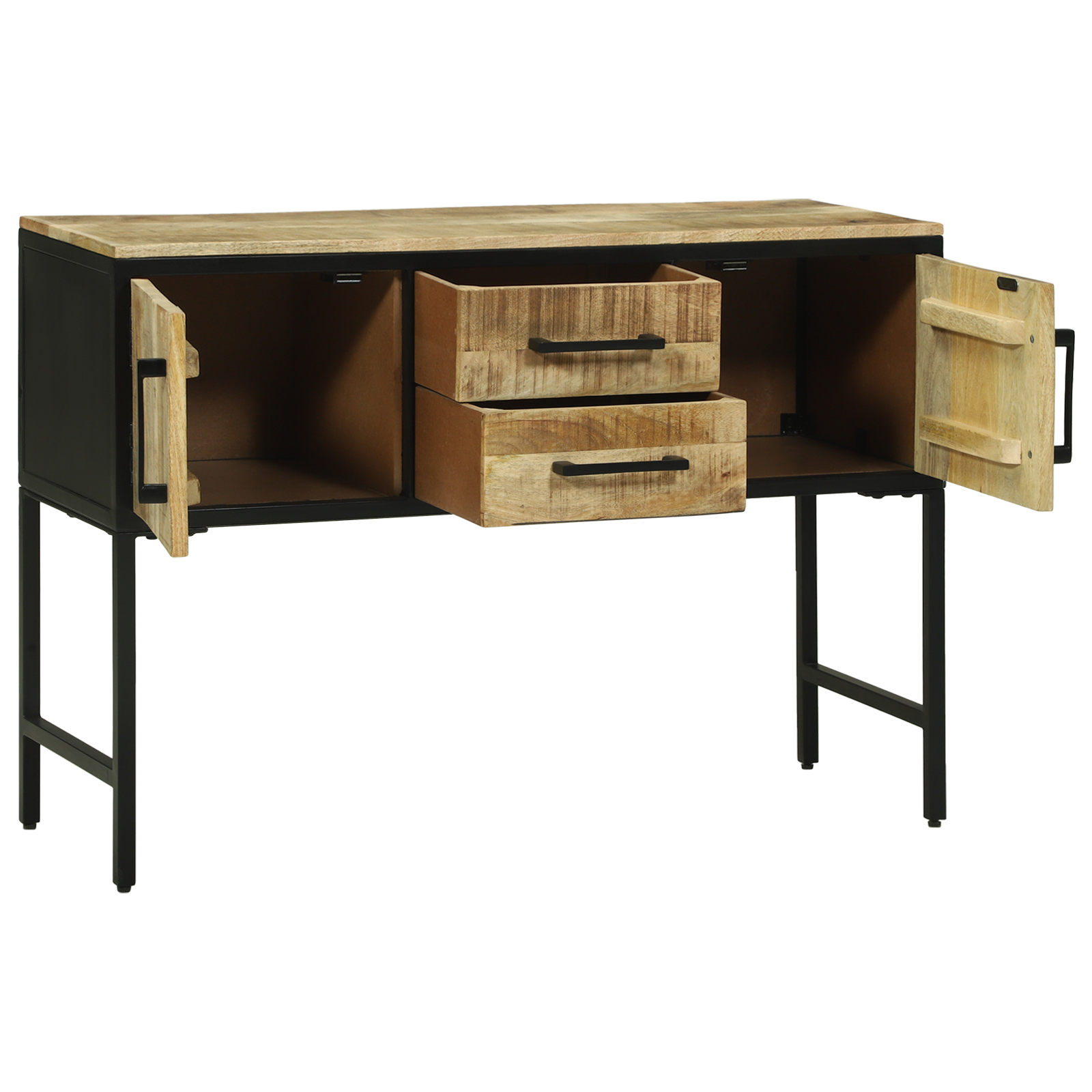 Komoda 100x35x70 cm Kieta mediena, šiurkšti mango - Image 3