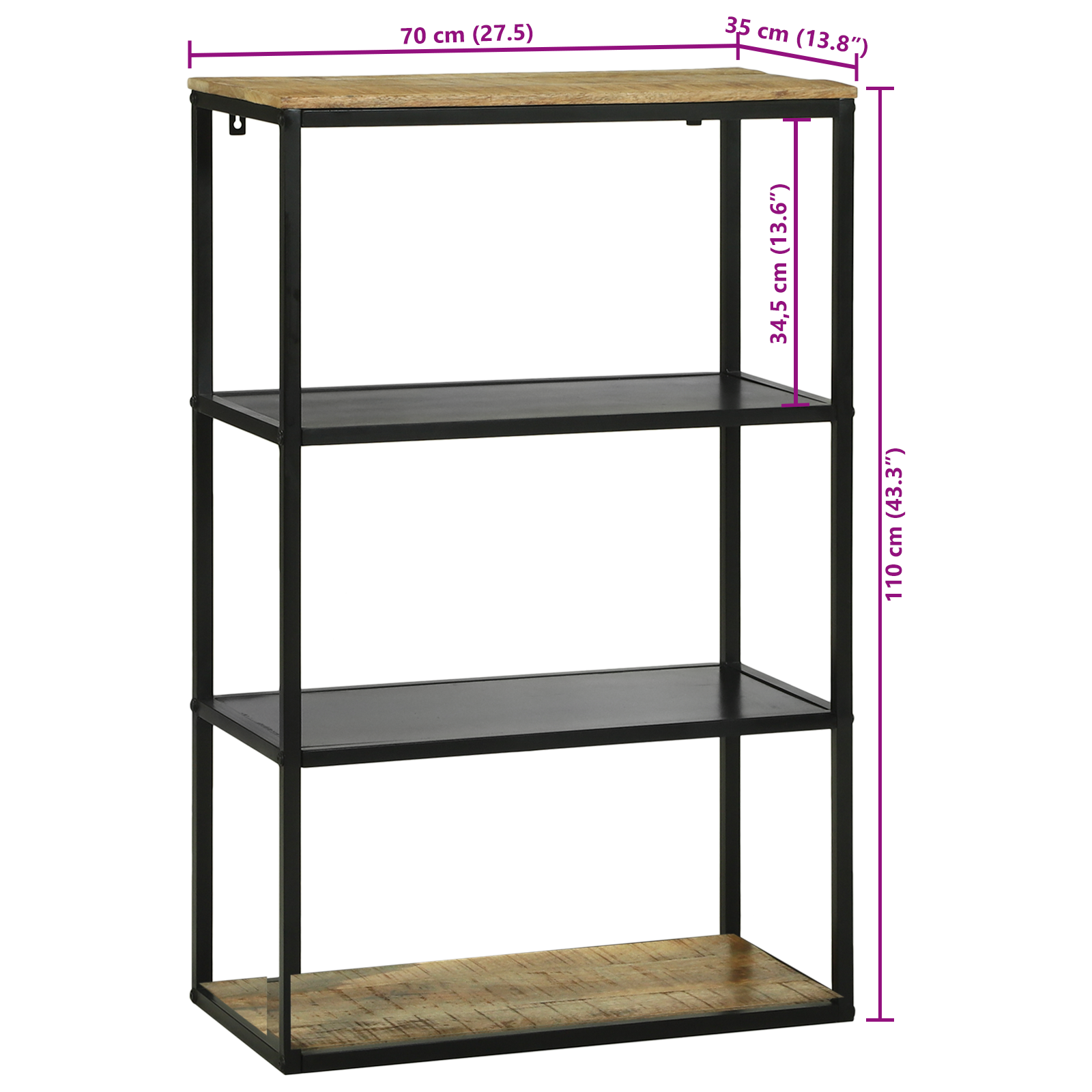Bookcase 70x35x110 cm Solid Wood Rough Mango - Image 11