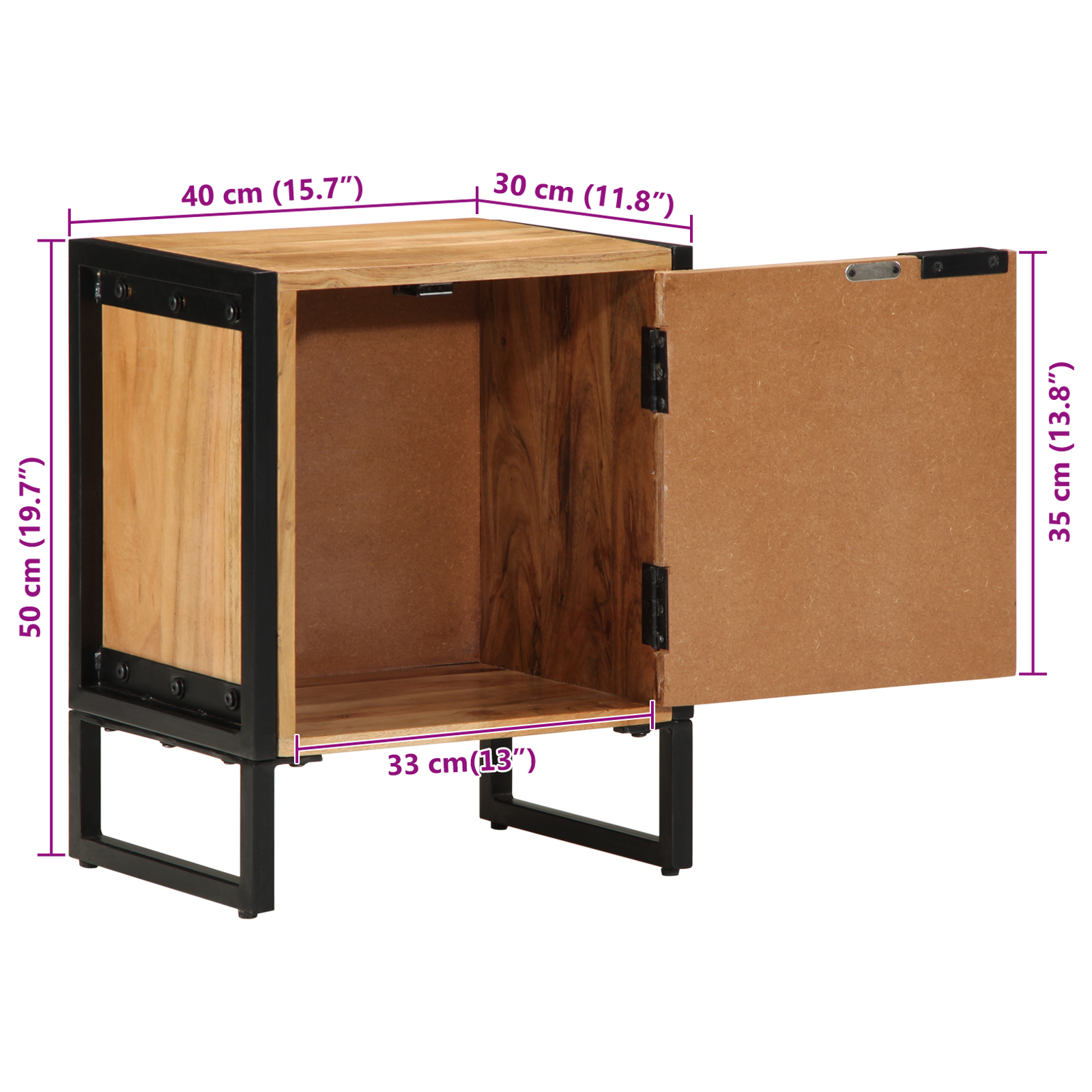 Bedside Cabinet 40x30x50 cm Solid Wood Acacia - Image 11