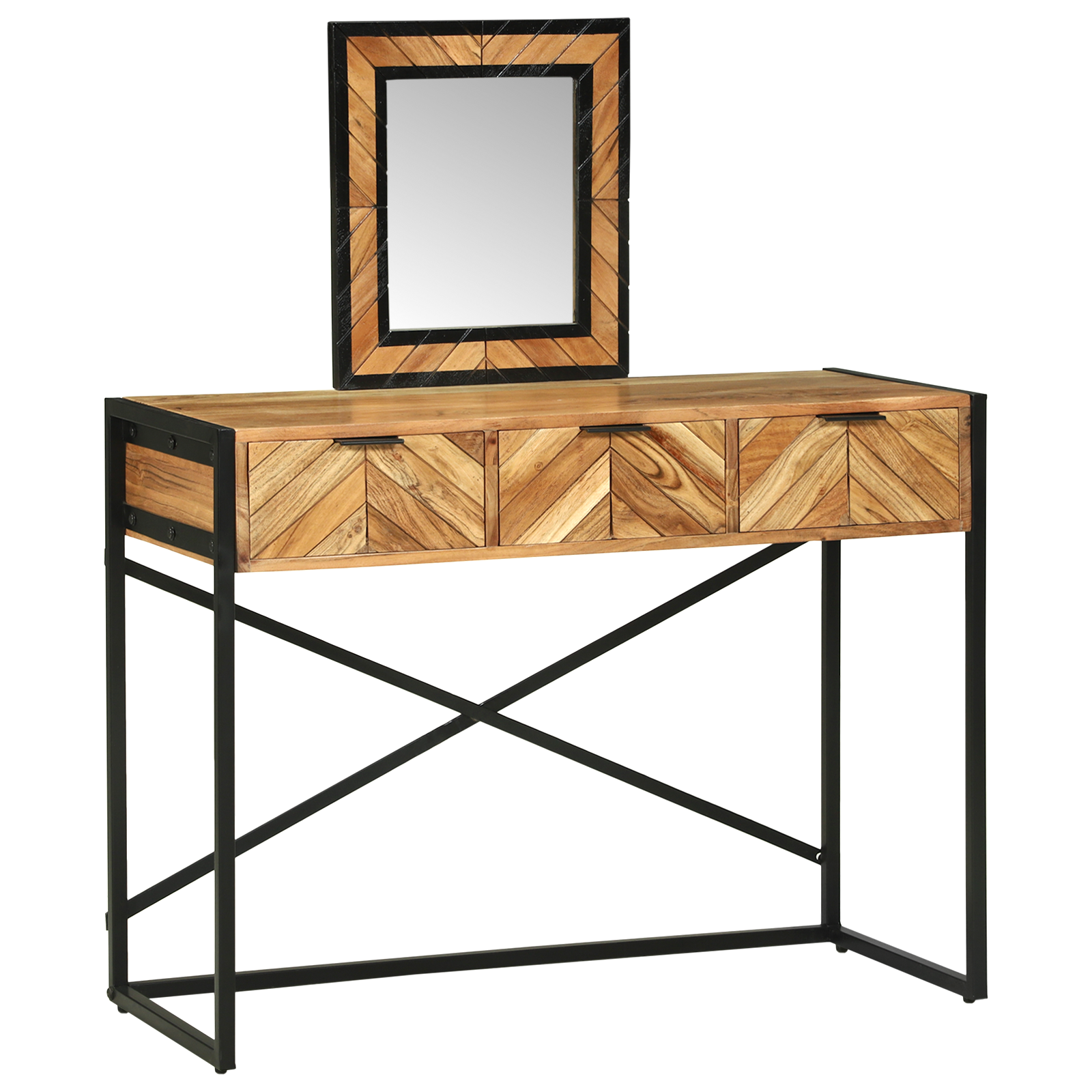 Dressing Table with Mirror 100x40x120 cm Solid Wood Acacia - Image 3