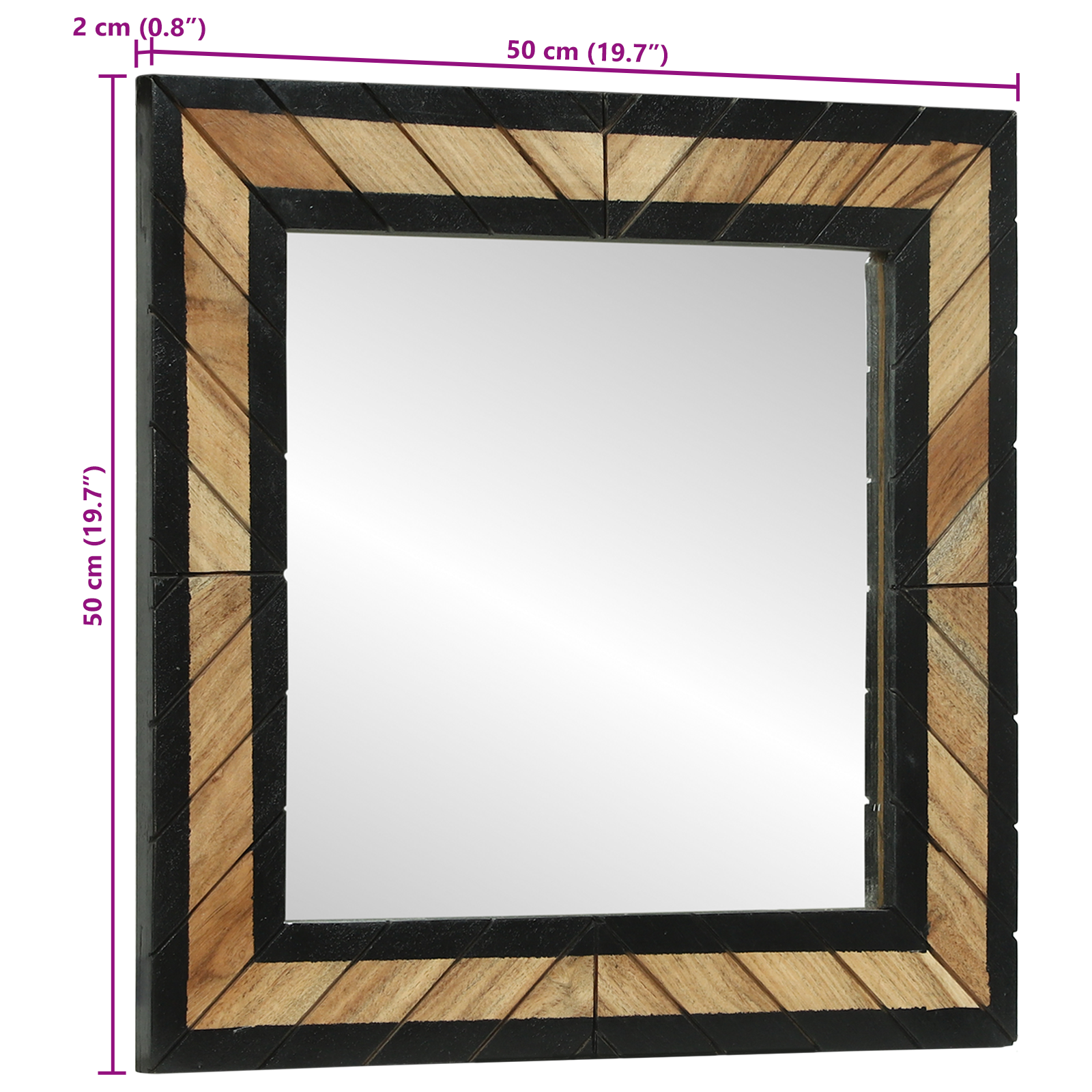 veidrodžiai 2 vnt 50x2x50 cm kietos akacijos medienos - Image 11