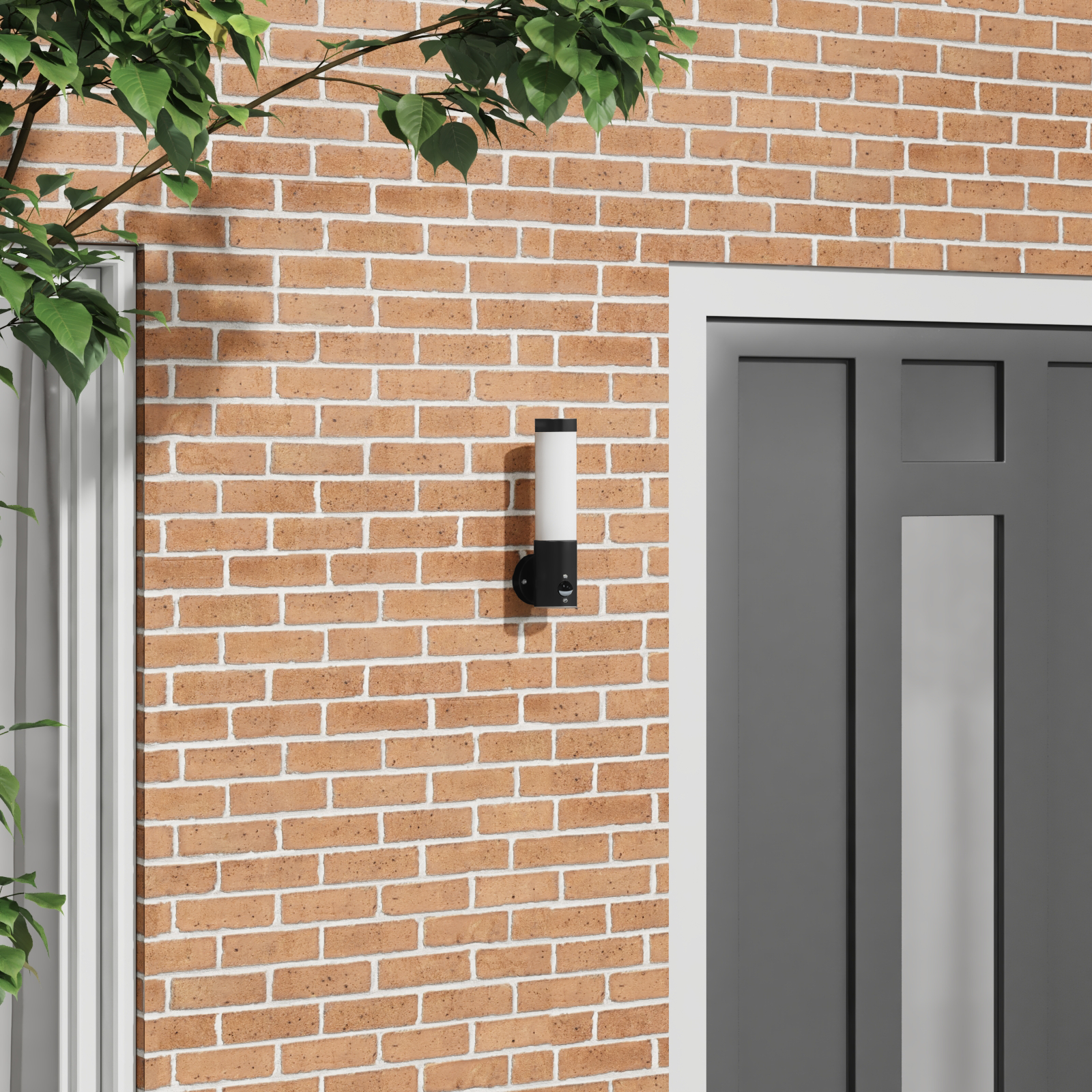 Buitenwandlamp met sensor IP44 roestvrijstaal zwart