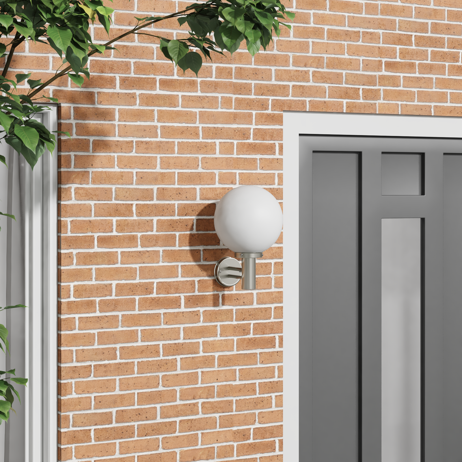 Outdoor Wall Light Silver Stainless Steel IP44