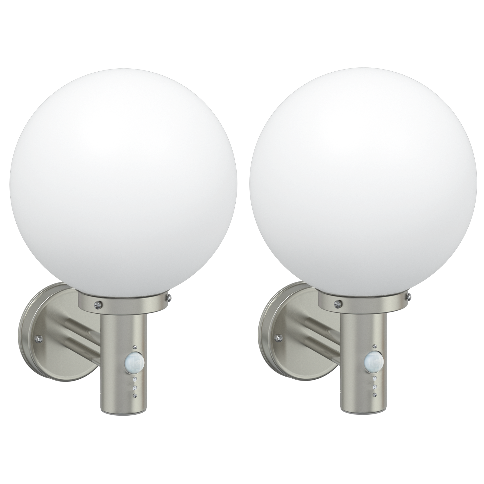 Buitenwandlampen met sensor 2 stuks Zilver RVS IP44