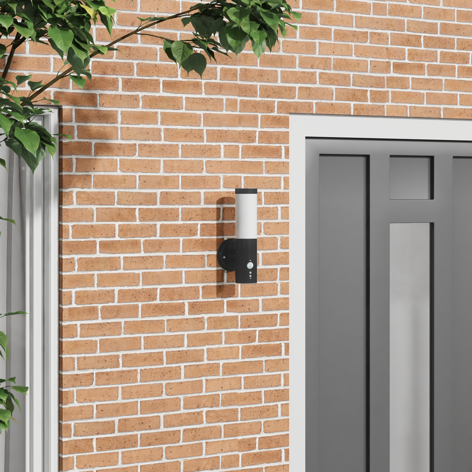 Buiten Wandlamp met Sensor Zwart RVS IP44