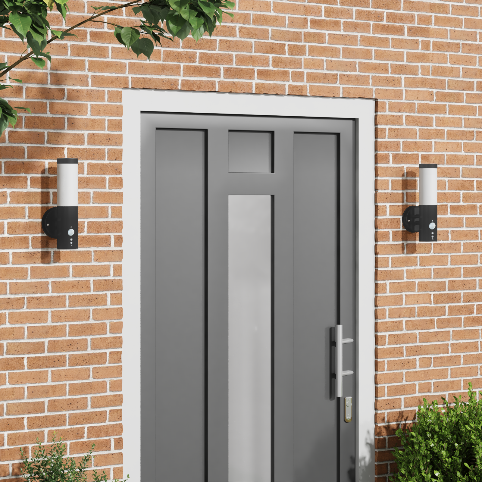 Buitenwandlamp met sensor 2 stuks Zwart RVS IP44