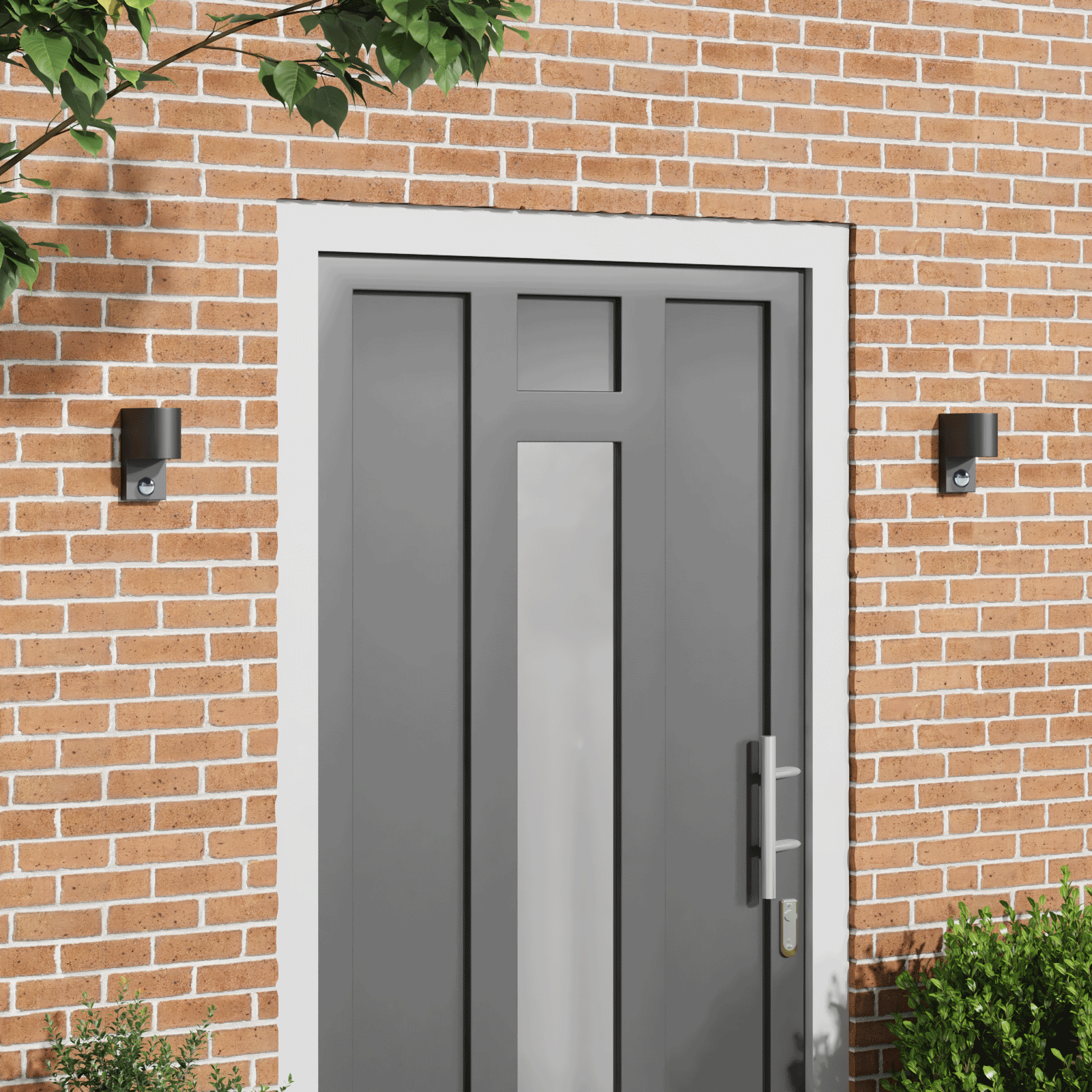 Buiten Wandlampen met Sensor 2 stuks Zwart RVS IP44