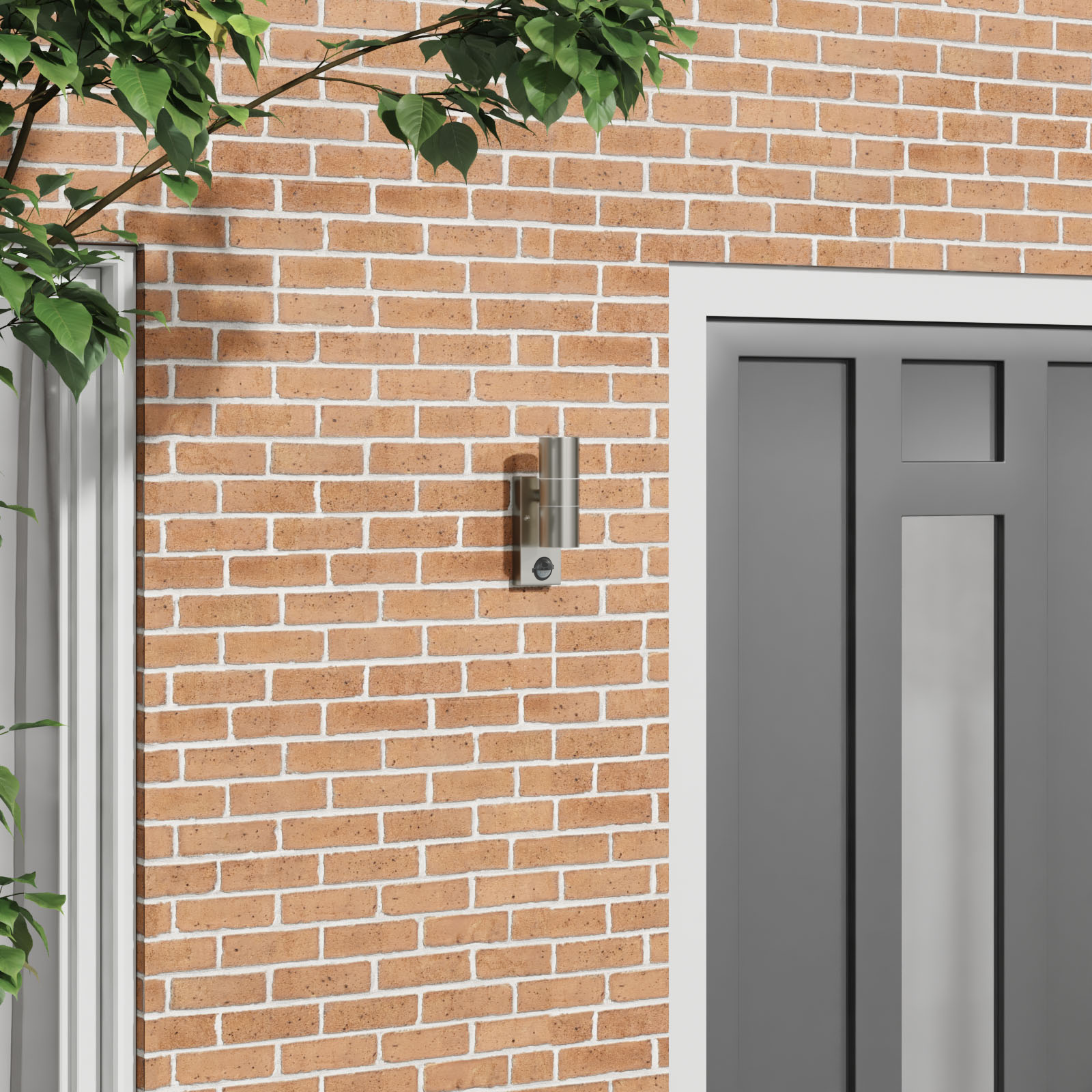 Buitenmuurlamp met Sensor Zilver Roestvrij Staal IP44