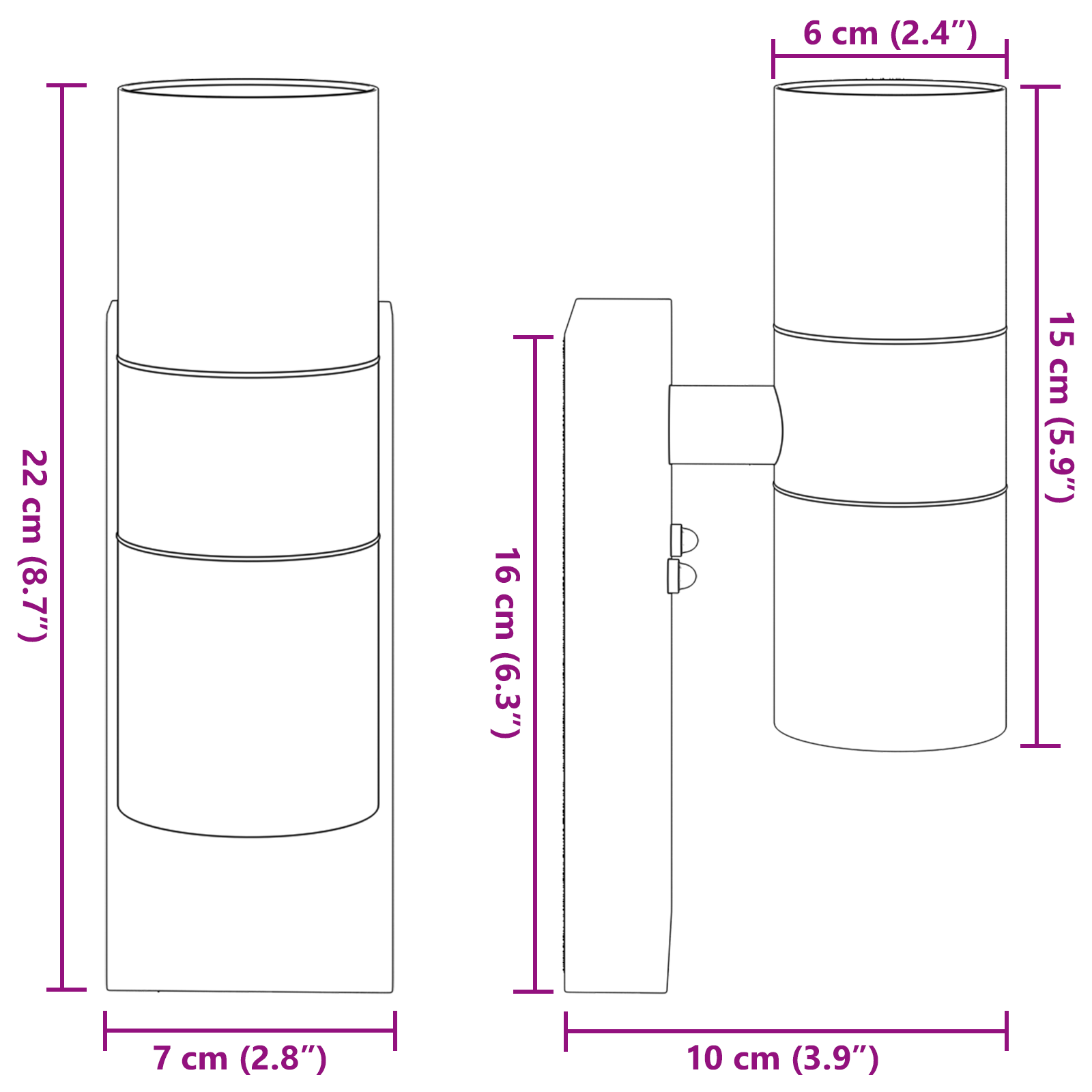 Outdoor Wall Lights 2 pcs Black Stainless Steel IP44 - Image 11