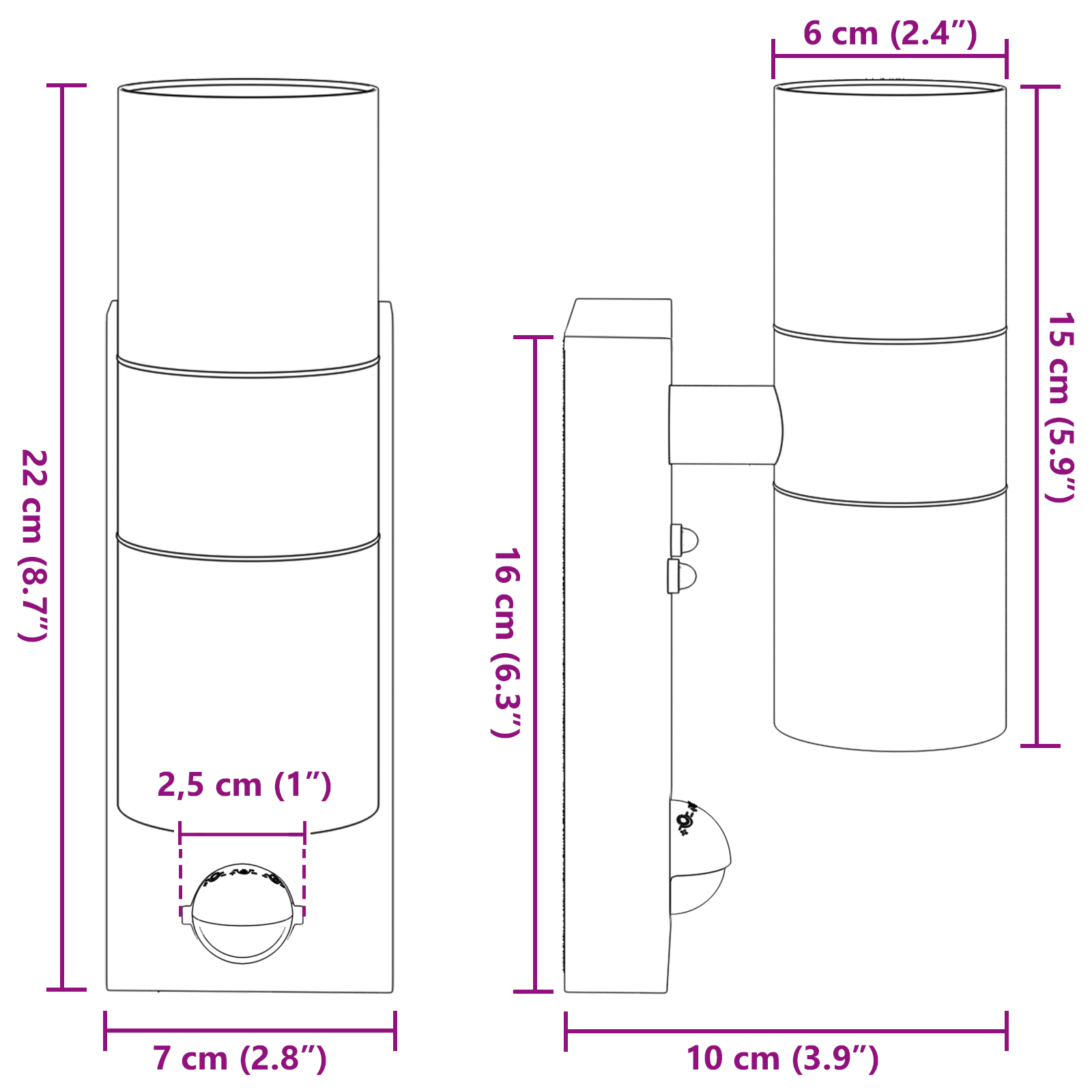 Outdoor Wall Lights with Sensor 2 pcs Black Stainless Steel IP44 - Image 11