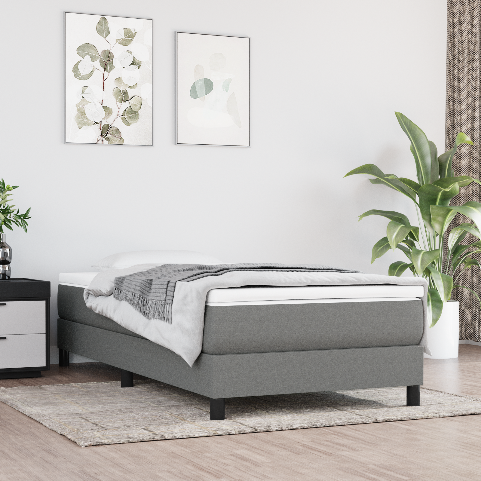 vidaXL Saltea de pat cu arcuri, gri închis, 120x190x20 cm, textil