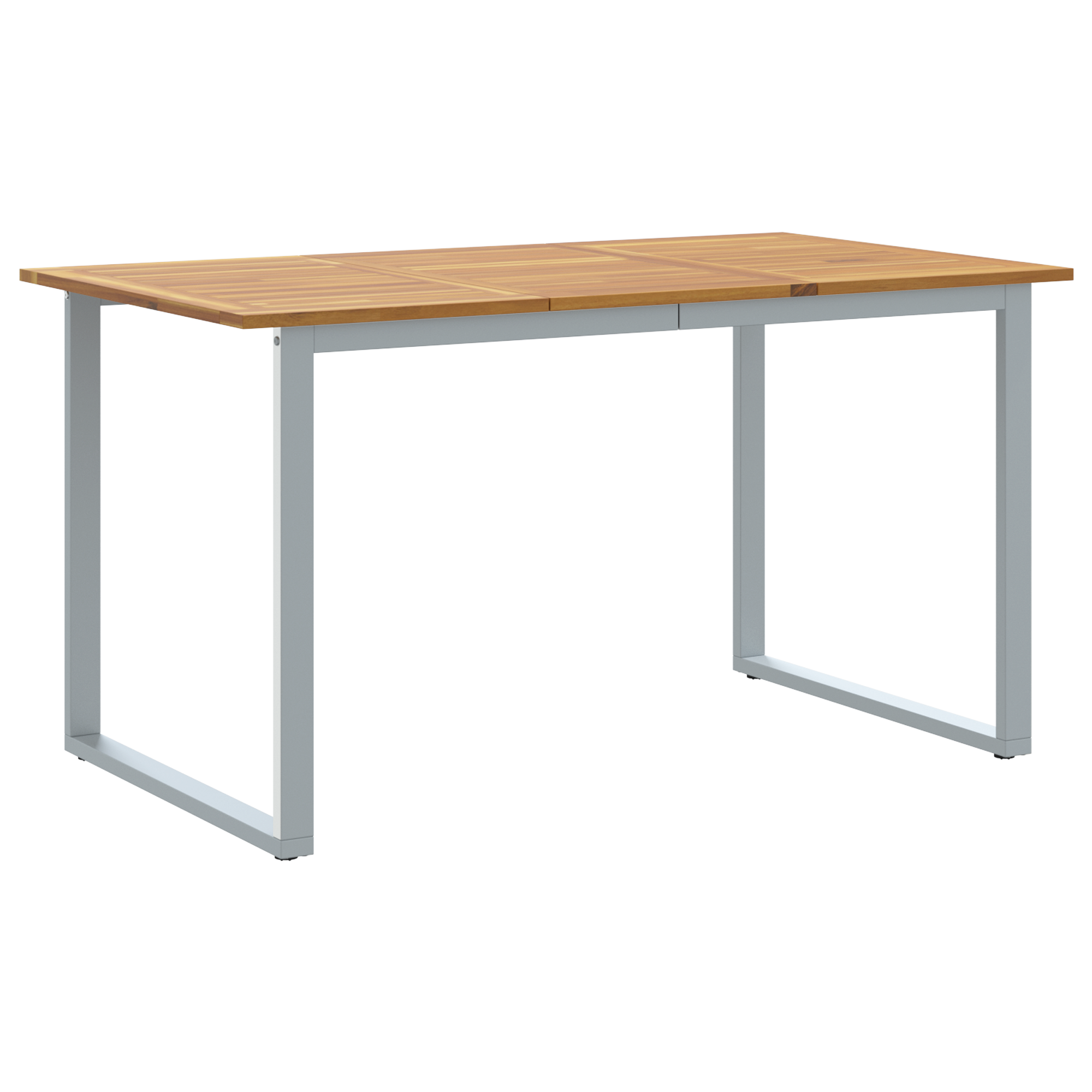 Outdoor Dining Table Grey 140x80x75 cm Steel&Solid Wood Acacia - Image 2