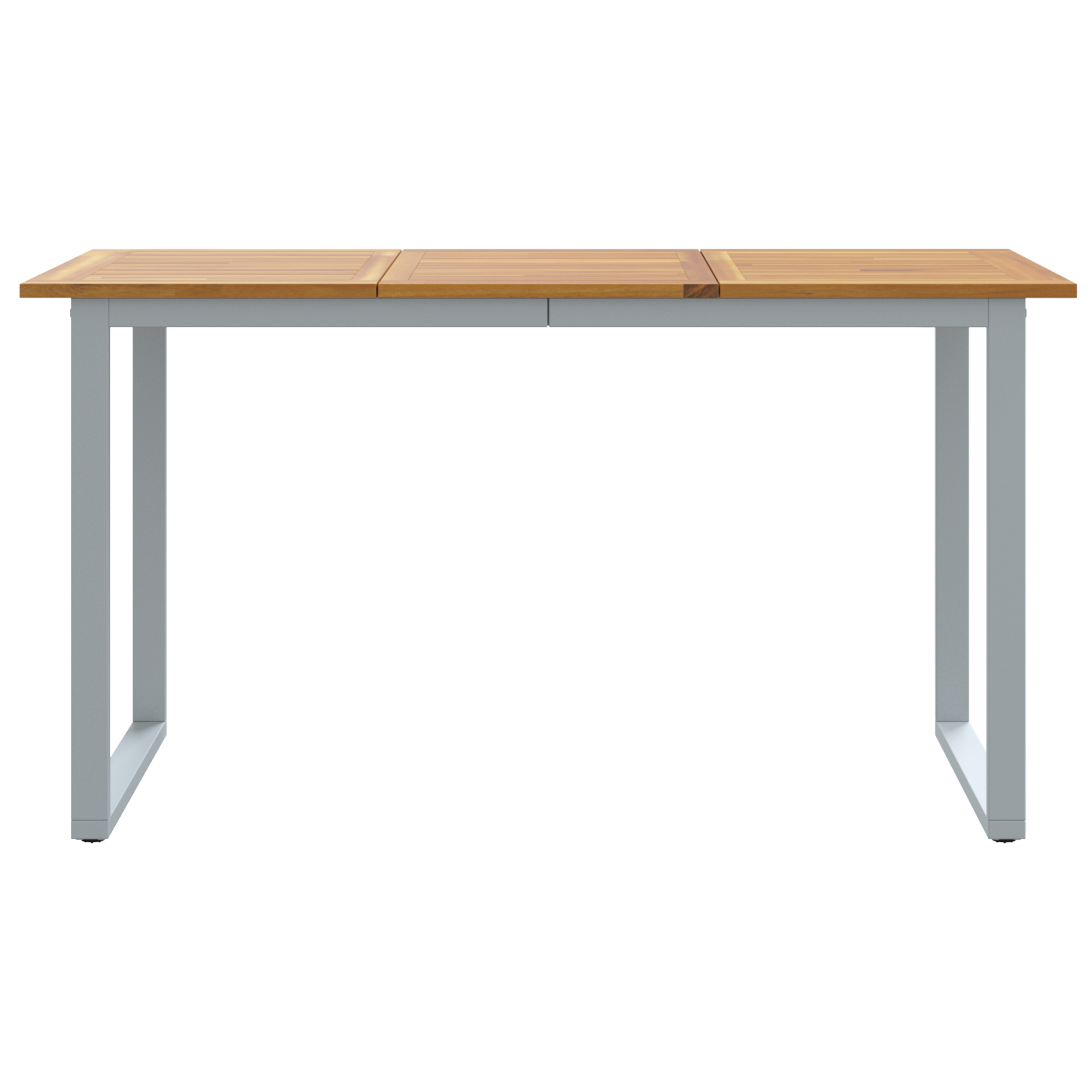 Outdoor Dining Table Grey 140x80x75 cm Steel&Solid Wood Acacia - Image 5