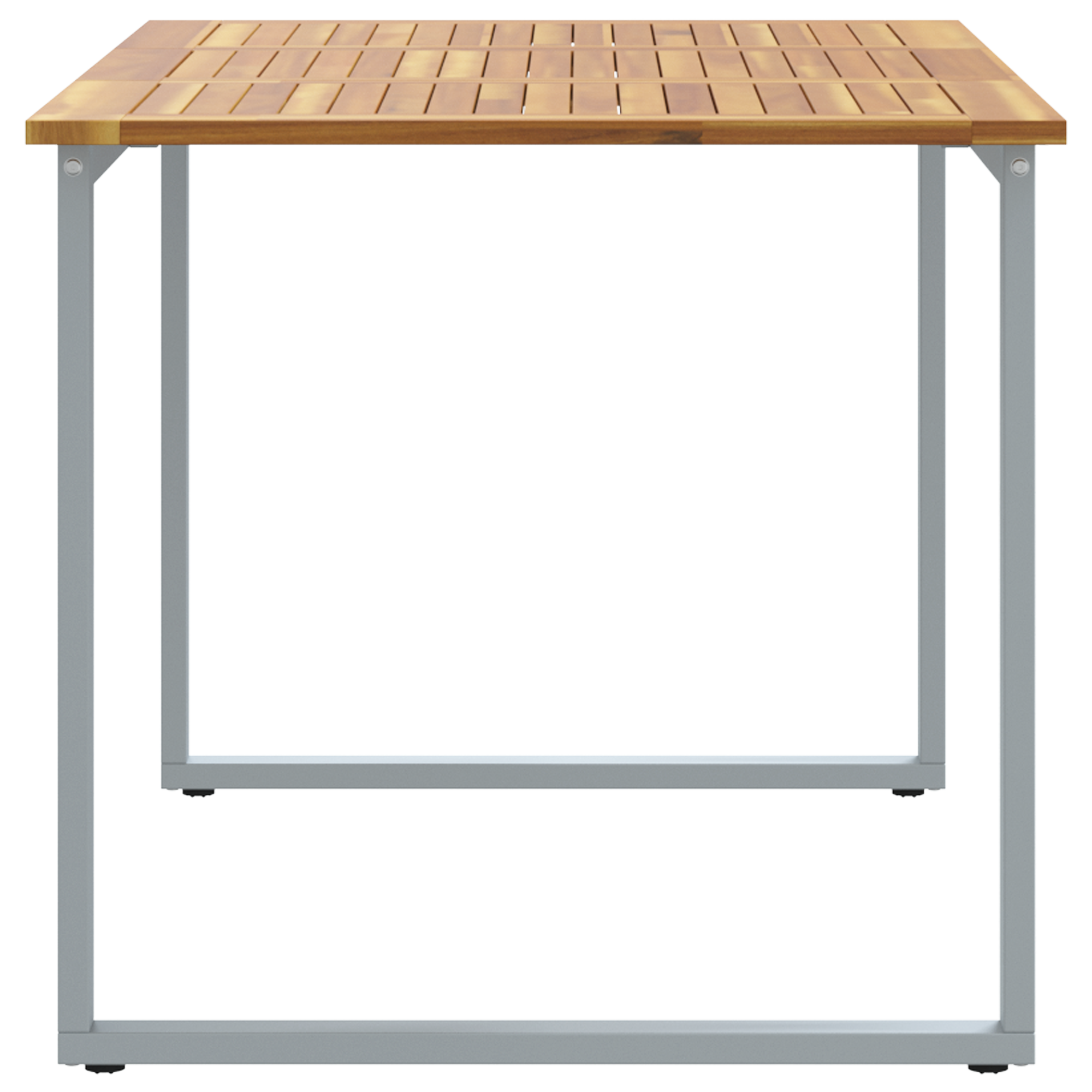 Outdoor Dining Table Grey 140x80x75 cm Steel&Solid Wood Acacia - Image 6