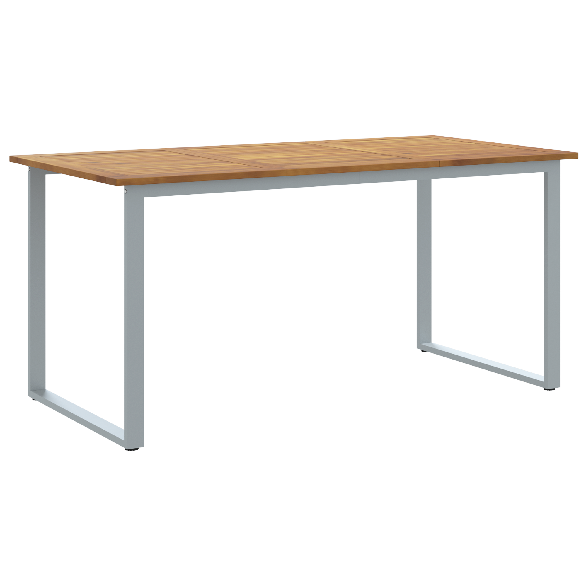 Outdoor Dining Table Grey 160x80x75 cm Steel&Solid Wood Acacia - Image 2