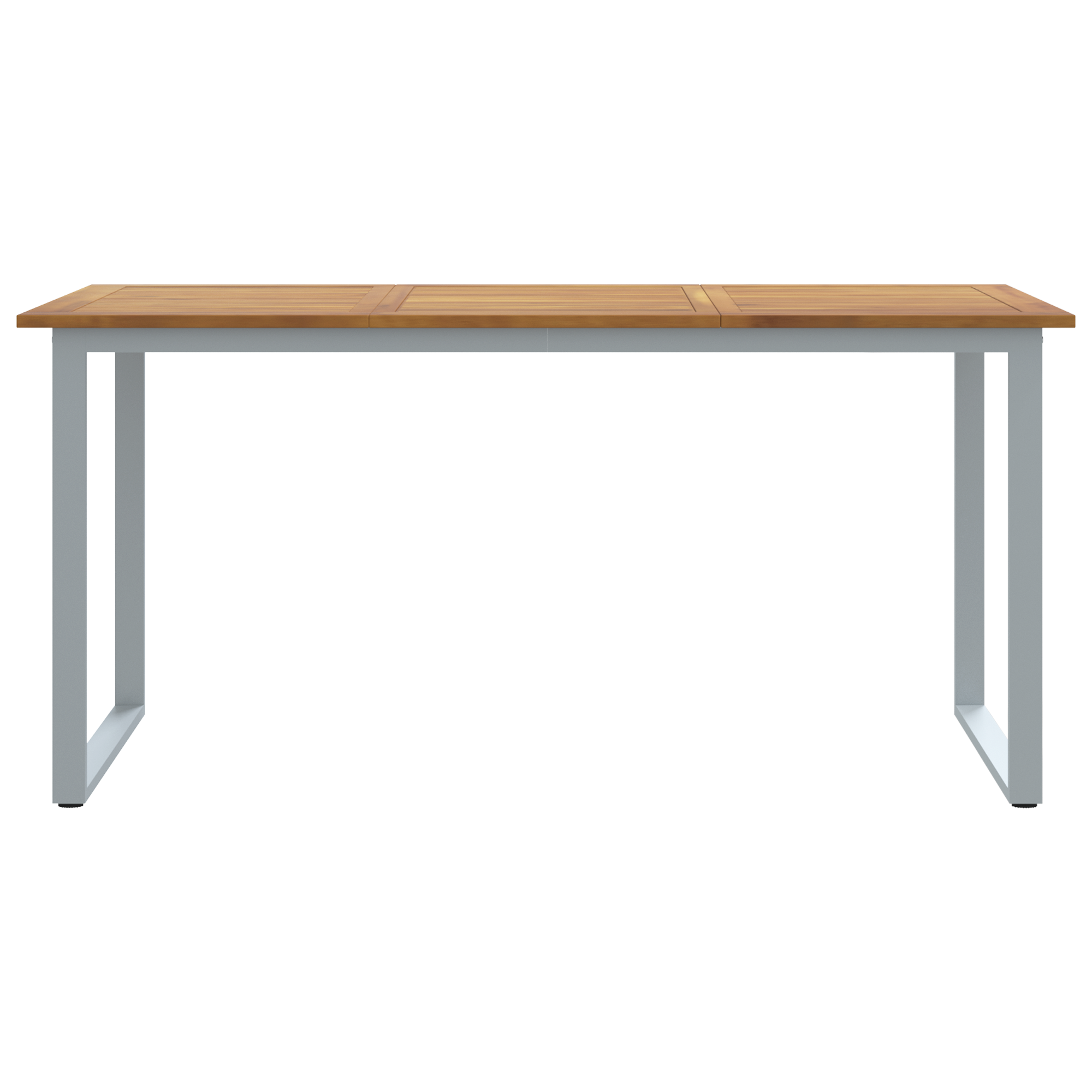 Outdoor Dining Table Grey 160x80x75 cm Steel&Solid Wood Acacia - Image 5