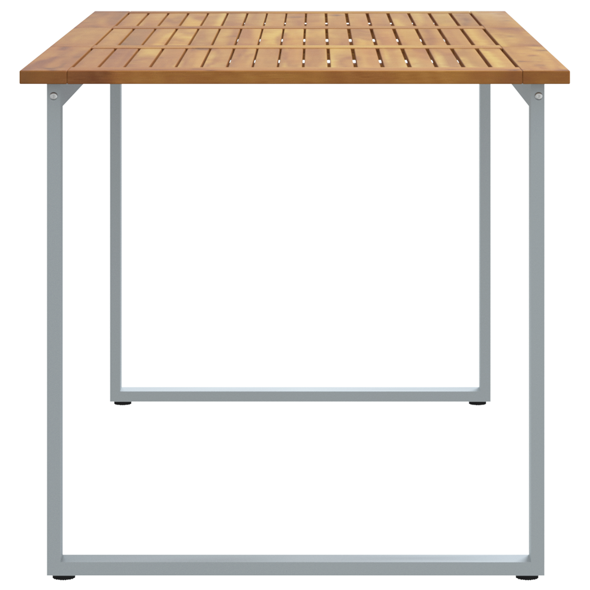 Outdoor Dining Table Grey 160x80x75 cm Steel&Solid Wood Acacia - Image 6