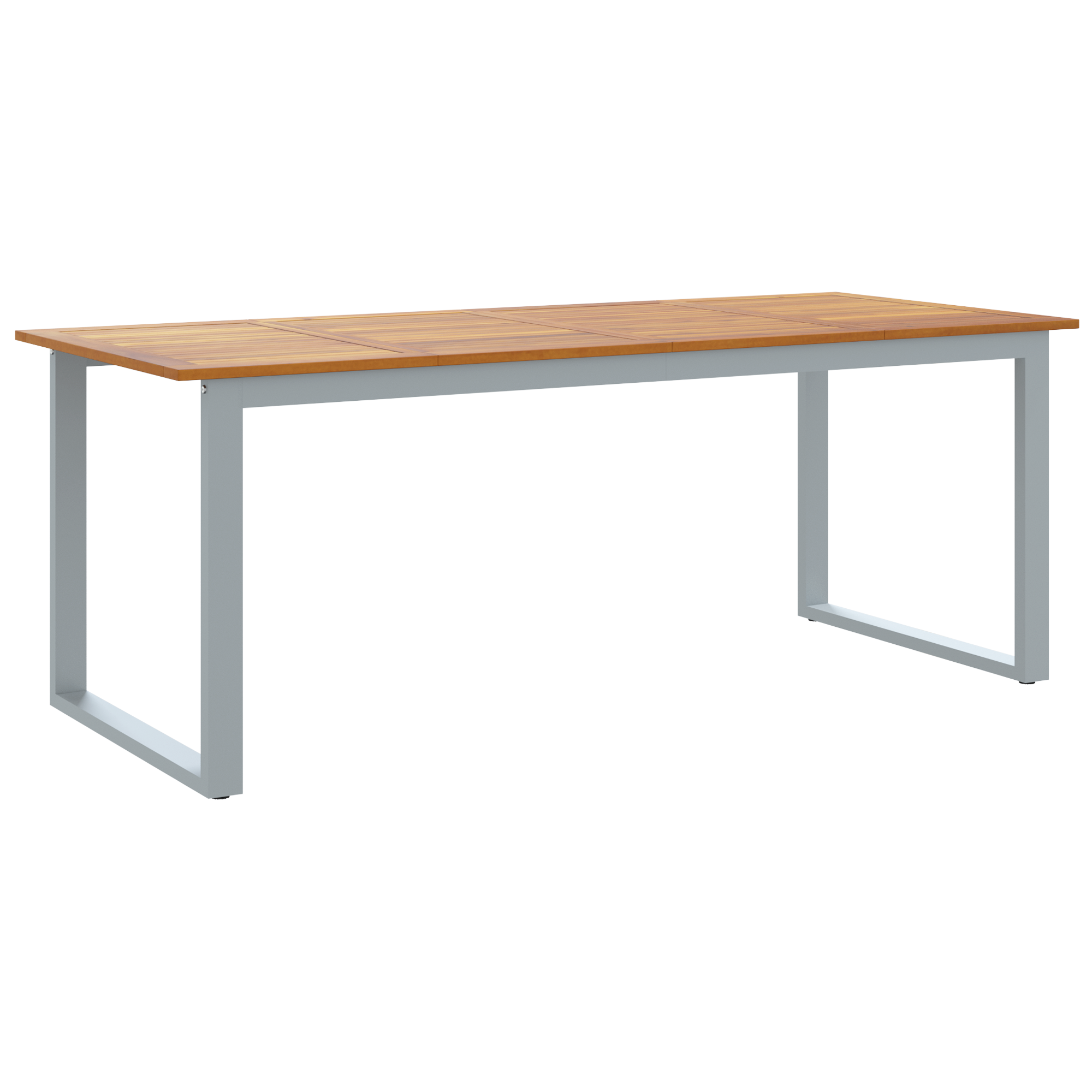 Outdoor Dining Table Grey 200x90x75 cm Steel&Solid Wood Acacia - Image 2