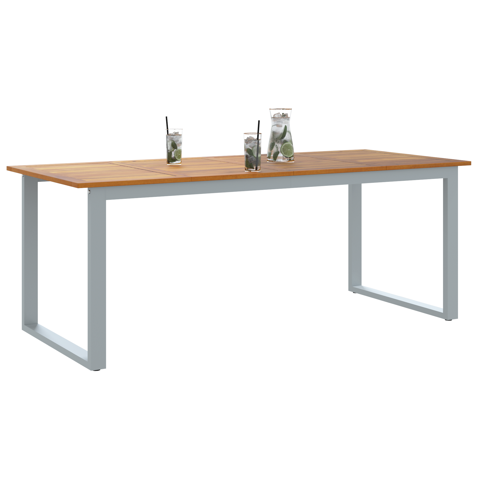 Outdoor Dining Table Grey 200x90x75 cm Steel&Solid Wood Acacia - Image 3
