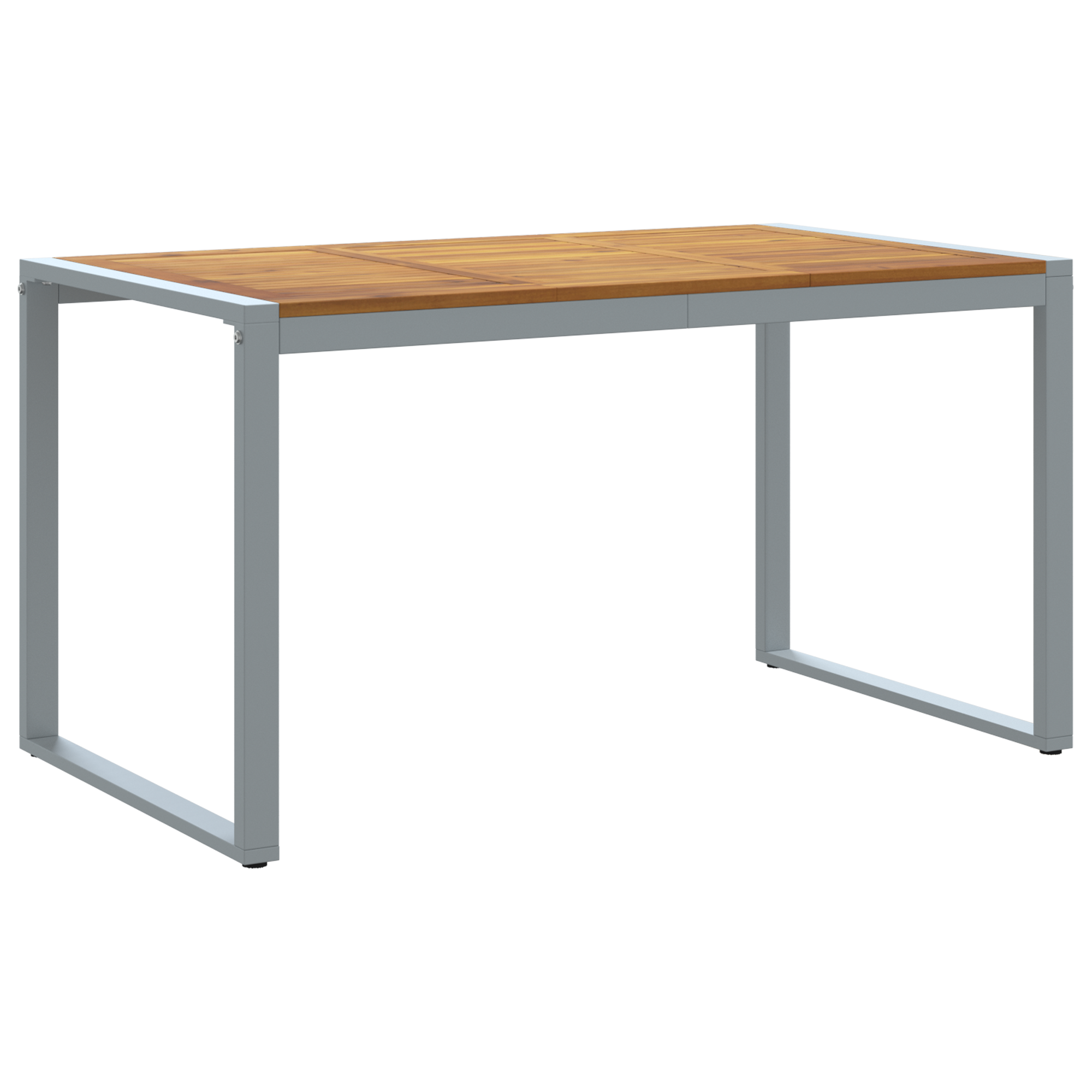 Outdoor Dining Table Grey 140x80x75 cm Steel&Solid Wood Acacia - Image 2