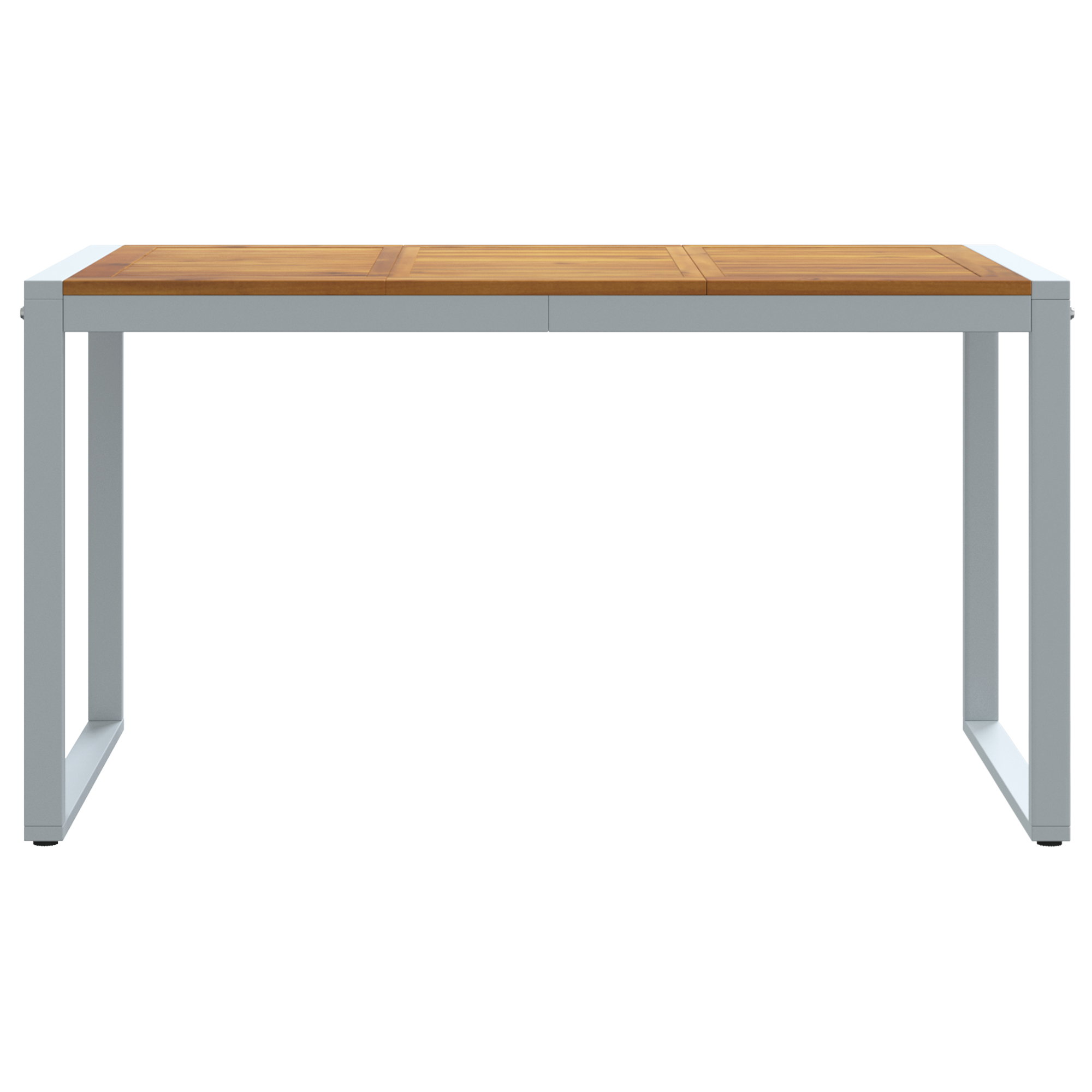 Outdoor Dining Table Grey 140x80x75 cm Steel&Solid Wood Acacia - Image 5