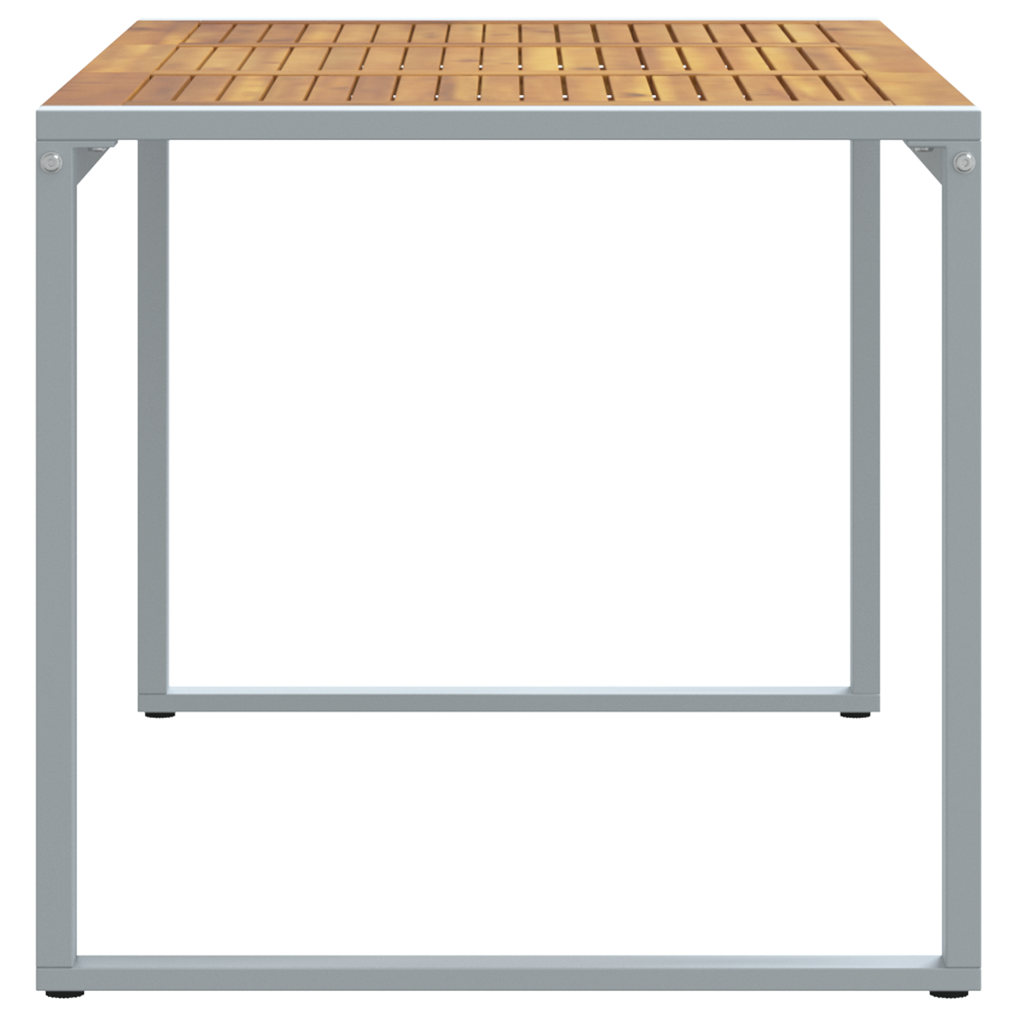 Outdoor Dining Table Grey 140x80x75 cm Steel&Solid Wood Acacia - Image 6
