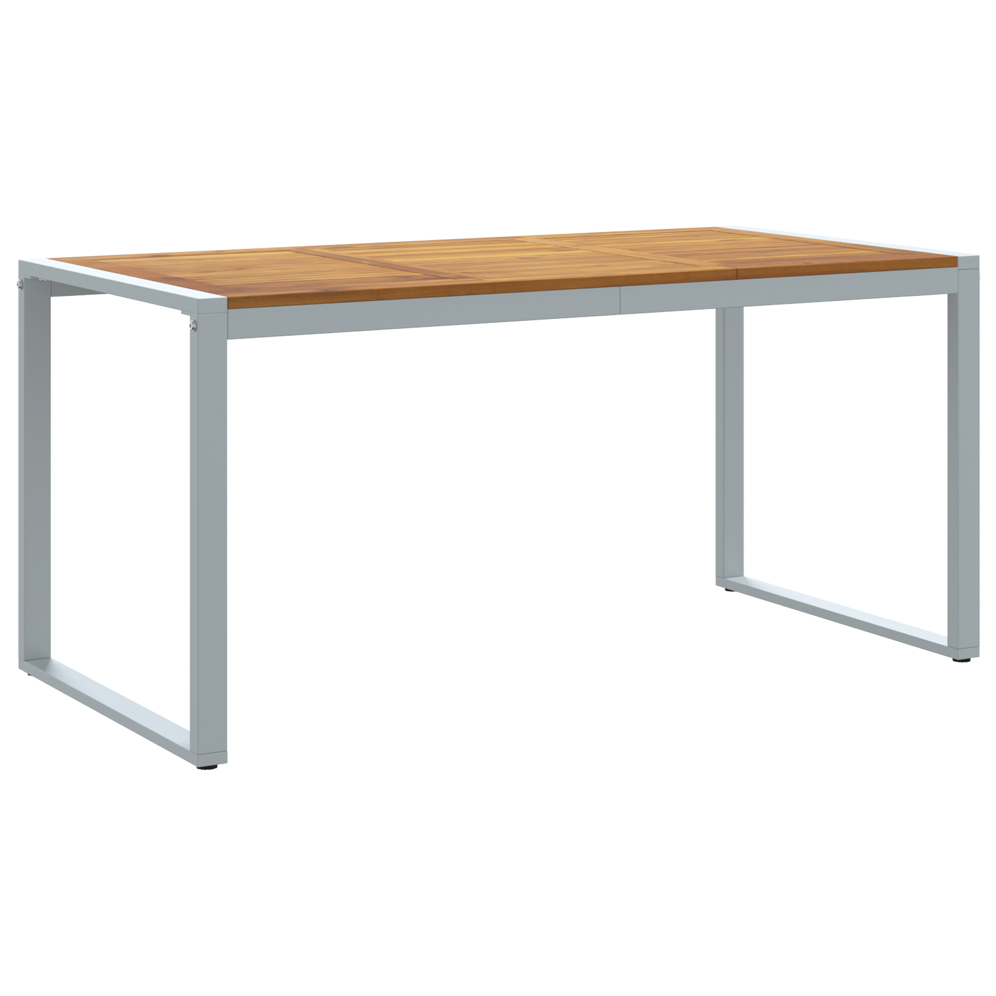 Outdoor Dining Table Grey 160x80x75 cm Steel&Solid Wood Acacia - Image 2