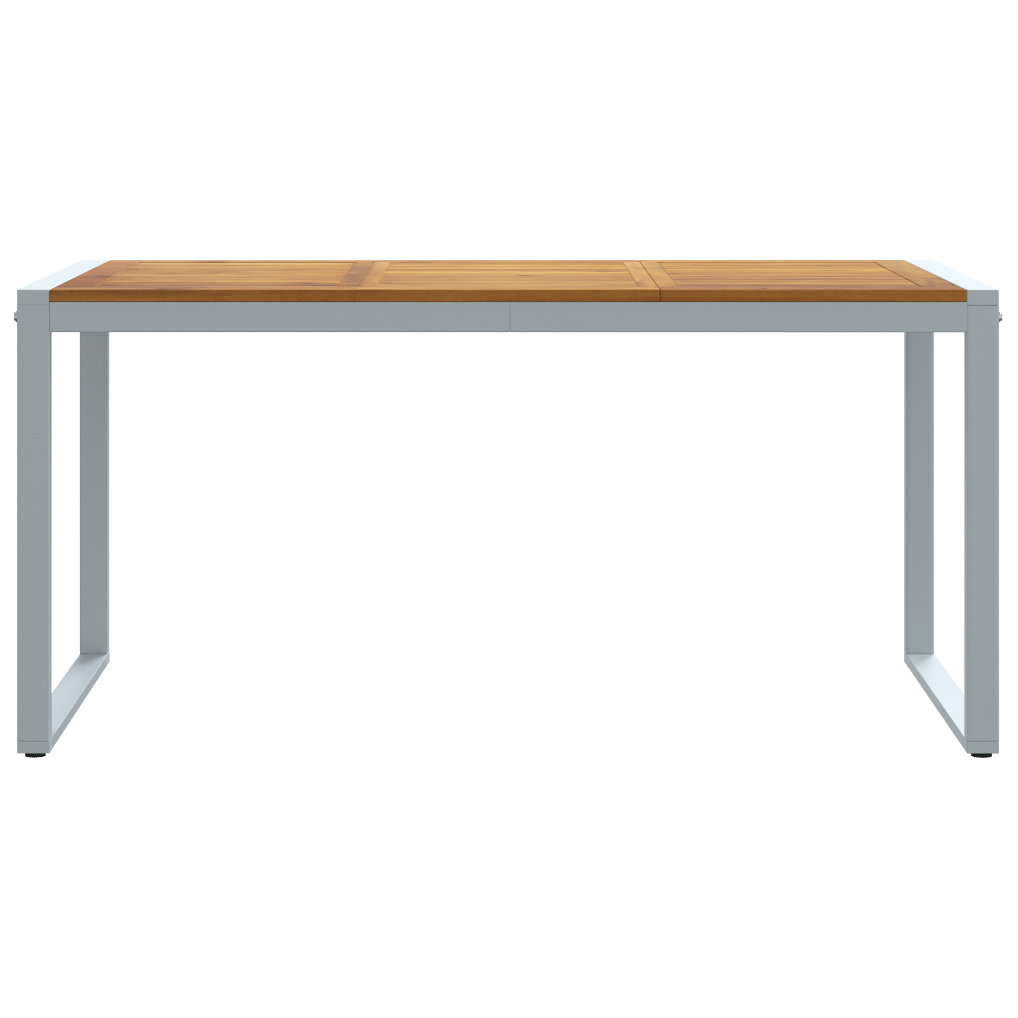 Outdoor Dining Table Grey 160x80x75 cm Steel&Solid Wood Acacia - Image 5
