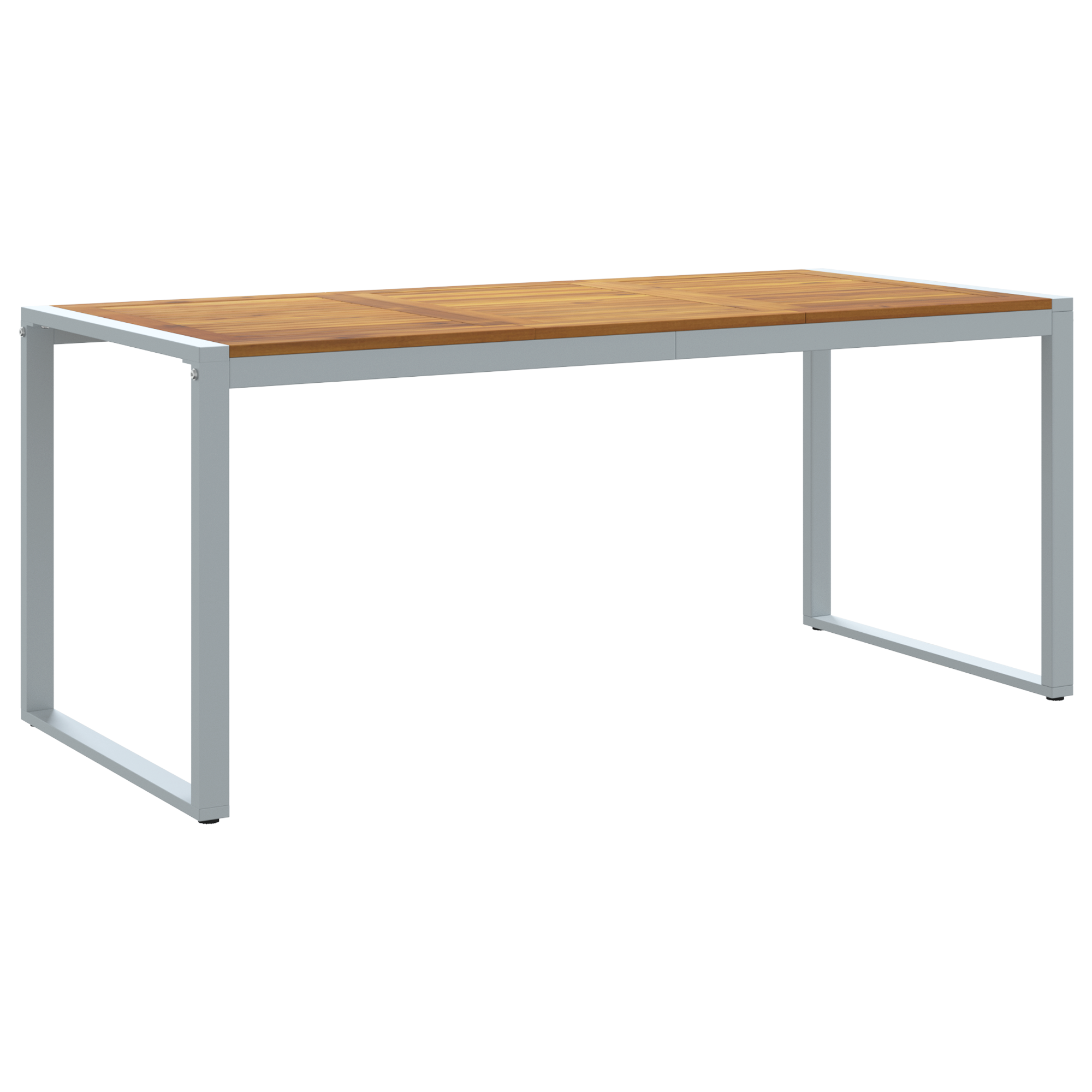 Outdoor Dining Table Grey 180x90x75 cm Steel&Solid Wood Acacia - Image 2