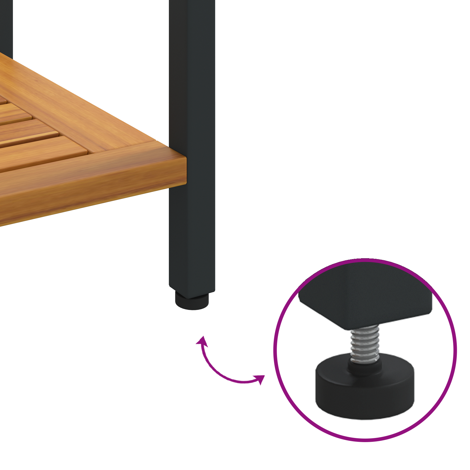 Outdoor Table Natural&Black 35x110x75 cm Solid Wood and Steel - Image 10