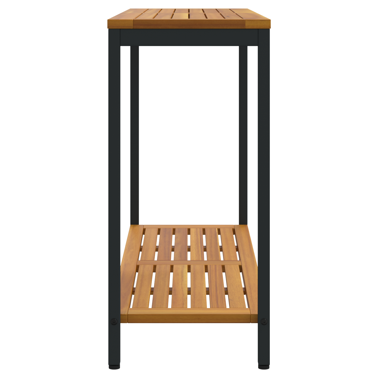 Outdoor Table Natural&Black 35x110x75 cm Solid Wood and Steel - Image 6