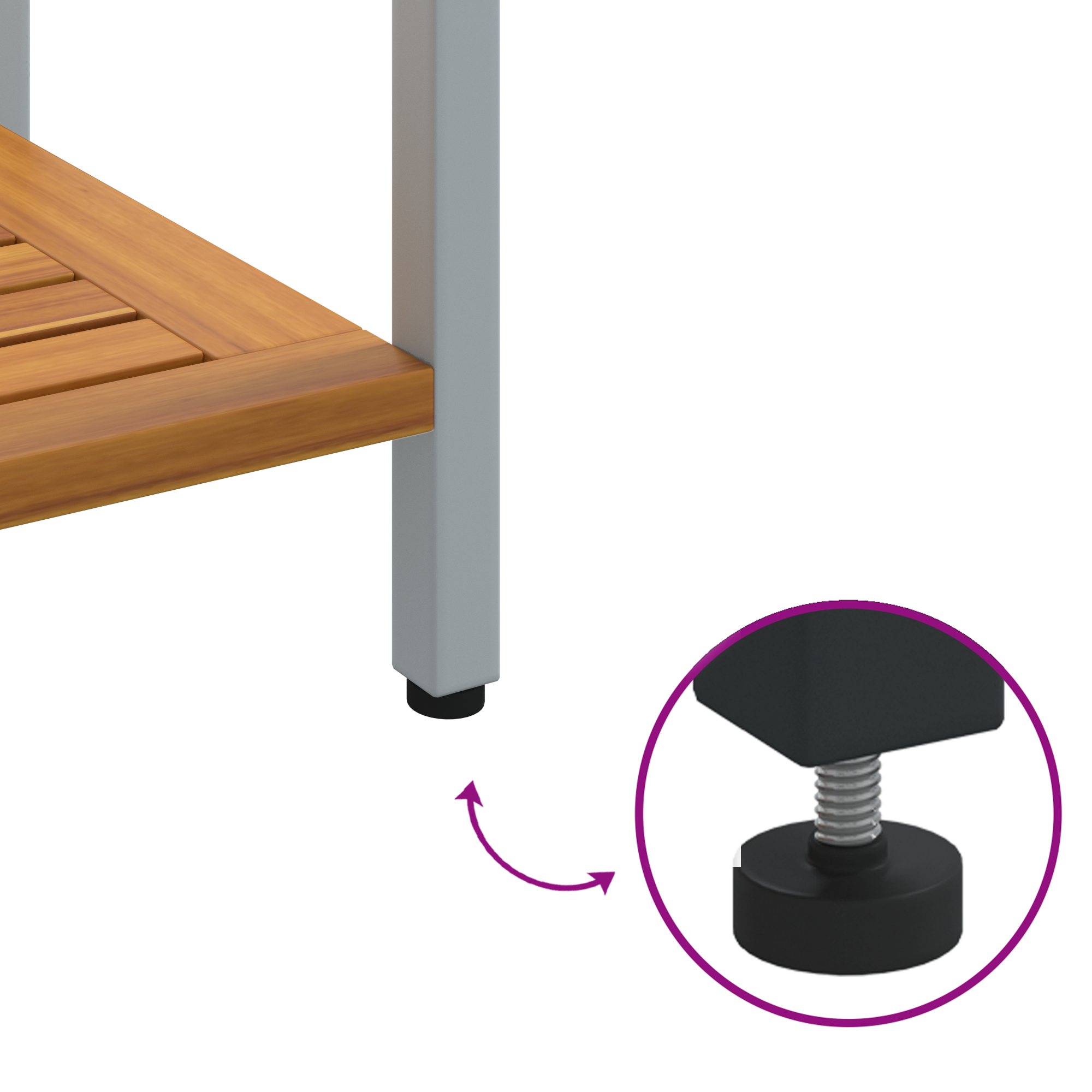 Outdoor Table Natural&Grey 35x80x75 cm Solid Wood and Steel - Image 10