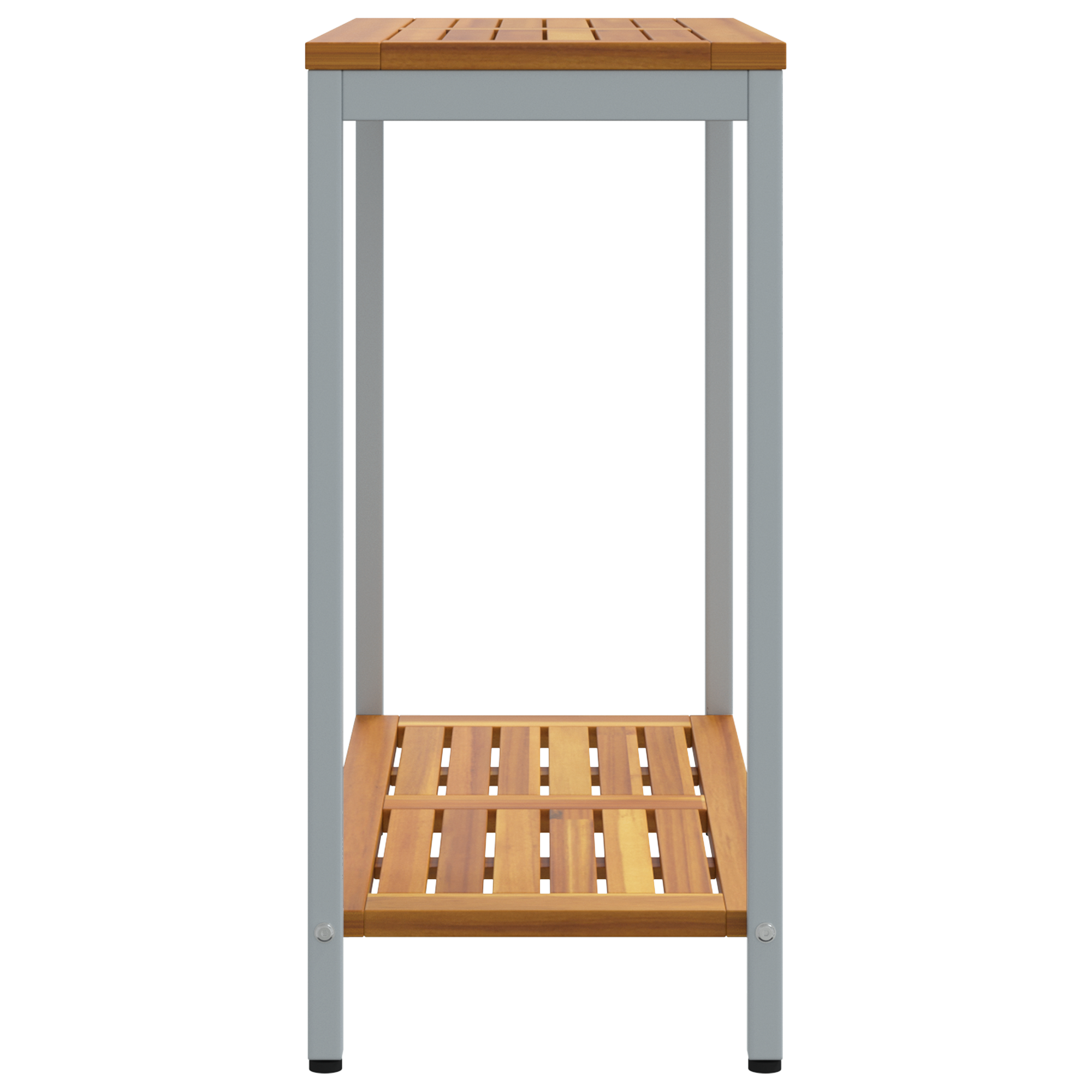 Outdoor Table Natural&Grey 35x80x75 cm Solid Wood and Steel - Image 6