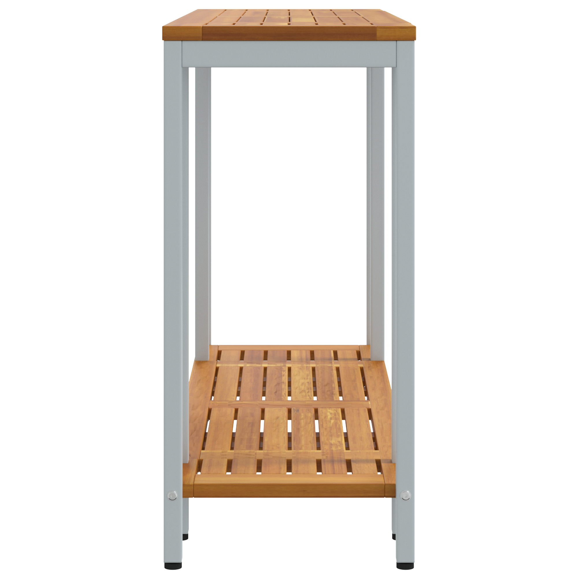 Outdoor Table Natural&Grey 35x110x75 cm Solid Wood and Steel - Image 6