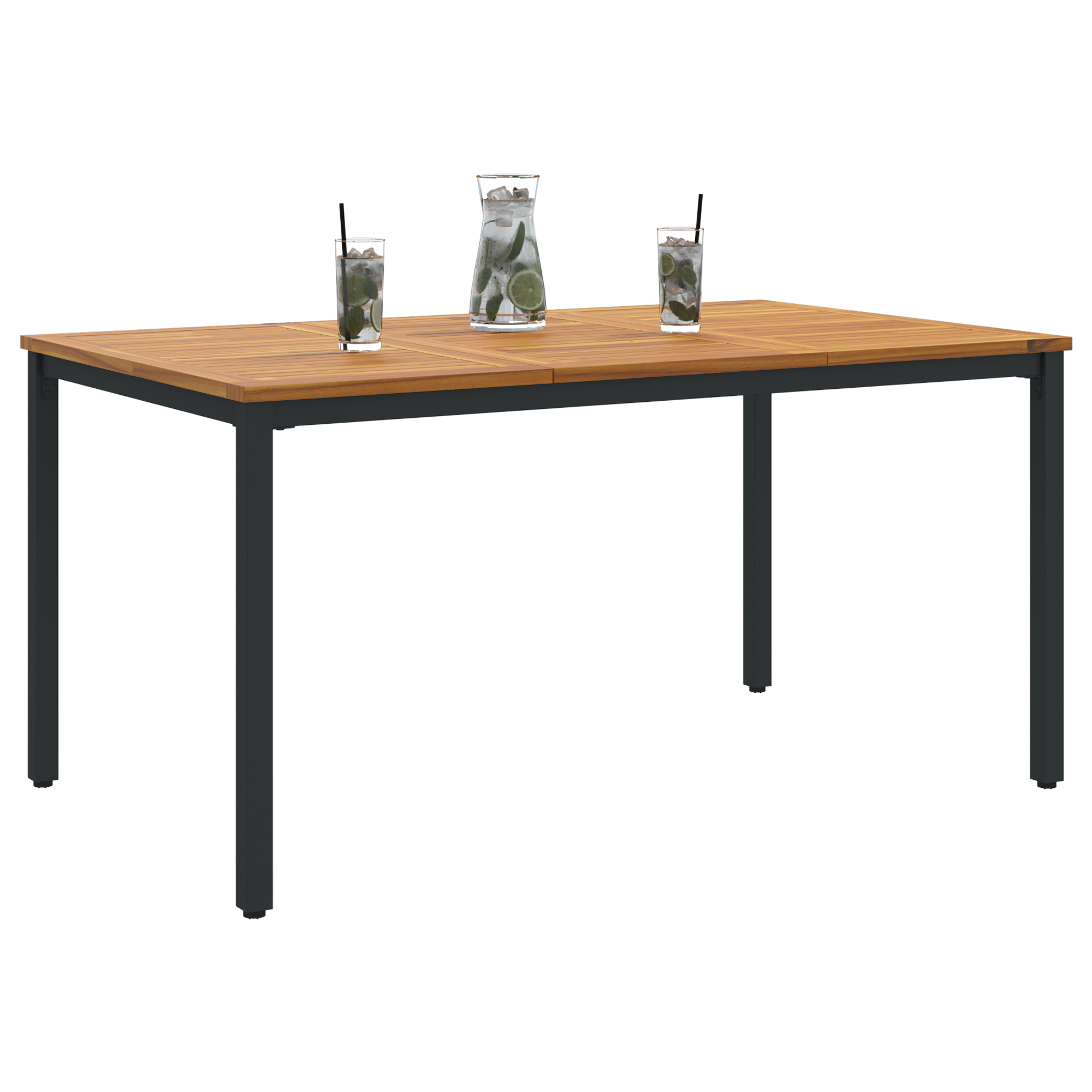 Garden Table 150x90x75 cm Solid Acacia Wood and Metal - Image 3