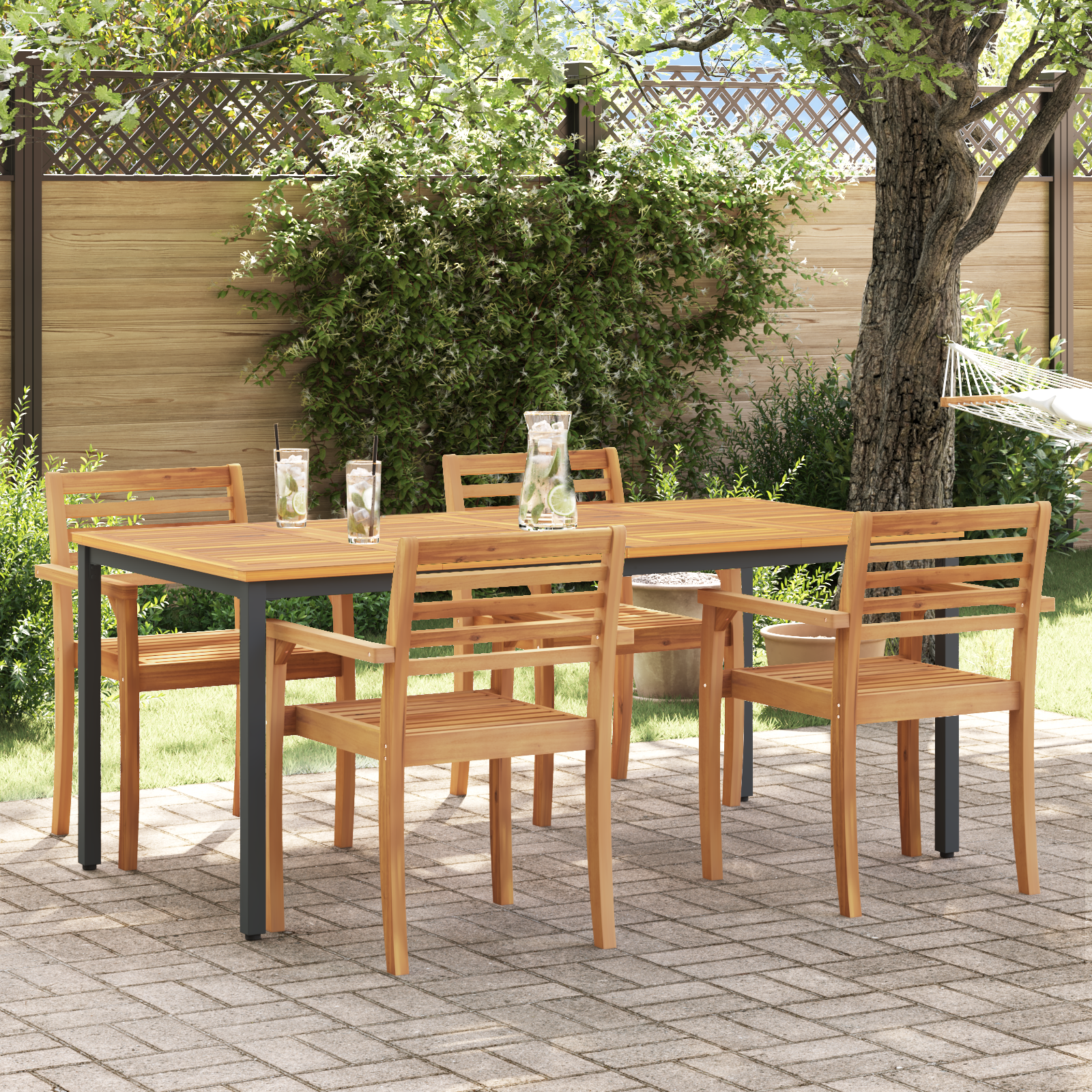 Tuintafel 180x90x75 cm massief acaciahout en metaal