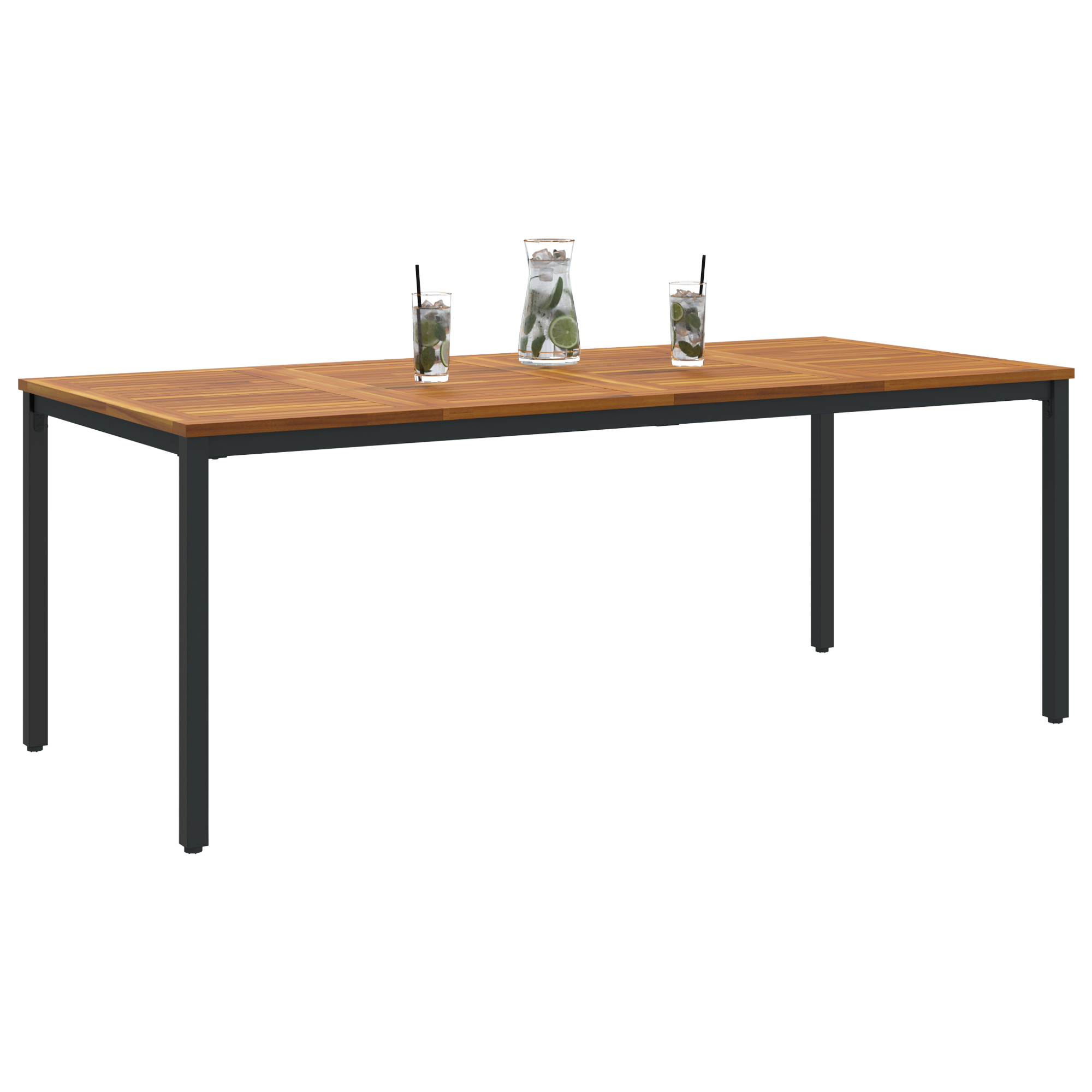 Garden Table 200x90x75 cm Solid Acacia Wood and Metal - Image 3