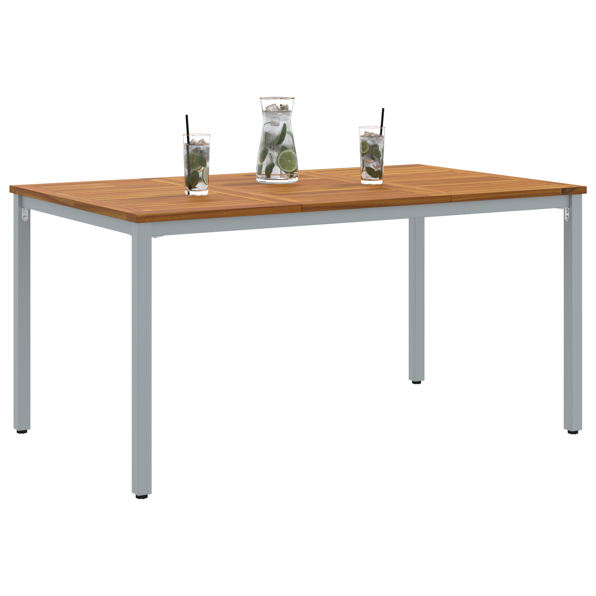 Garden Table 150x90x75 cm Solid Acacia Wood and Metal - Image 3