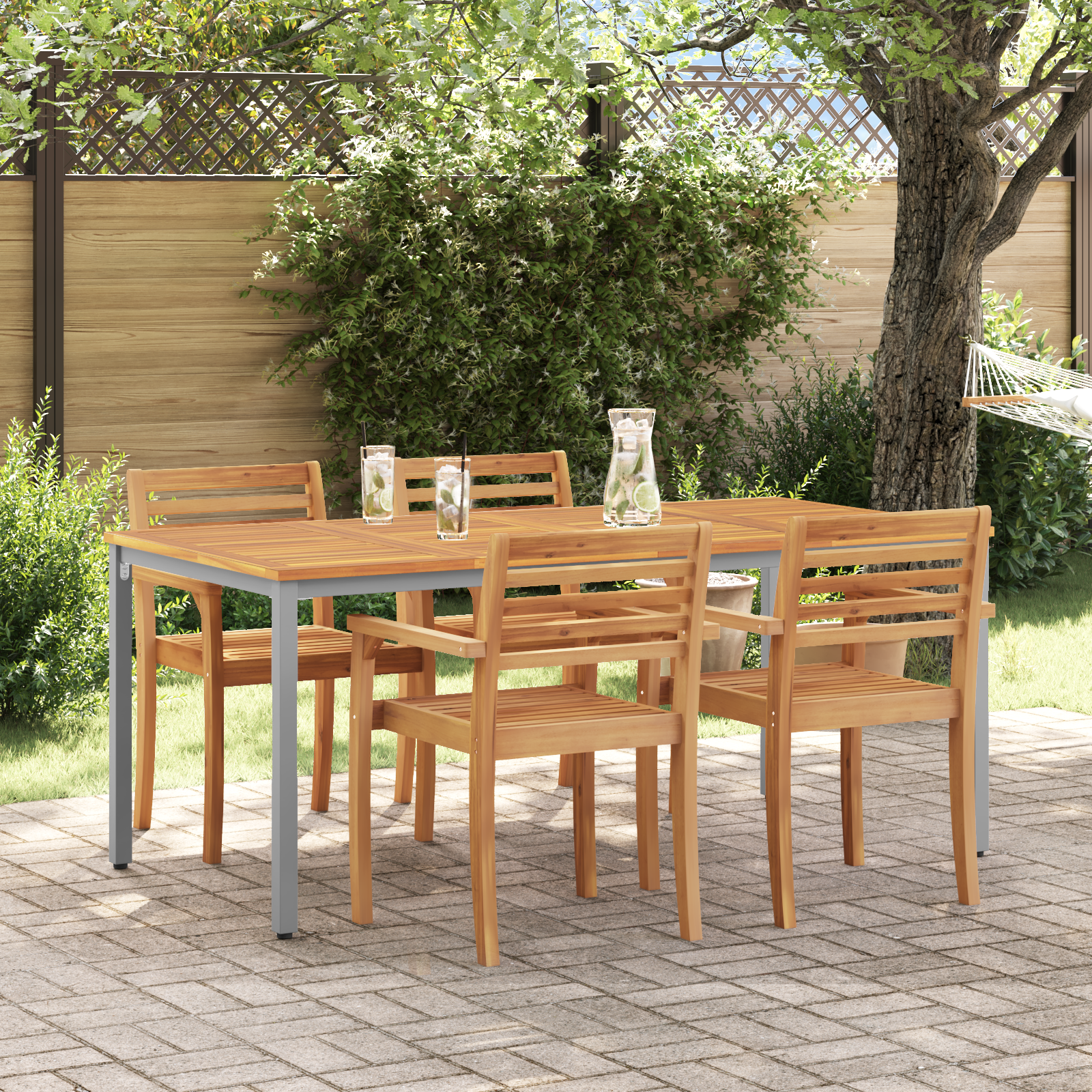 Tuintafel 180x90x75 cm massief acaciahout en metaal