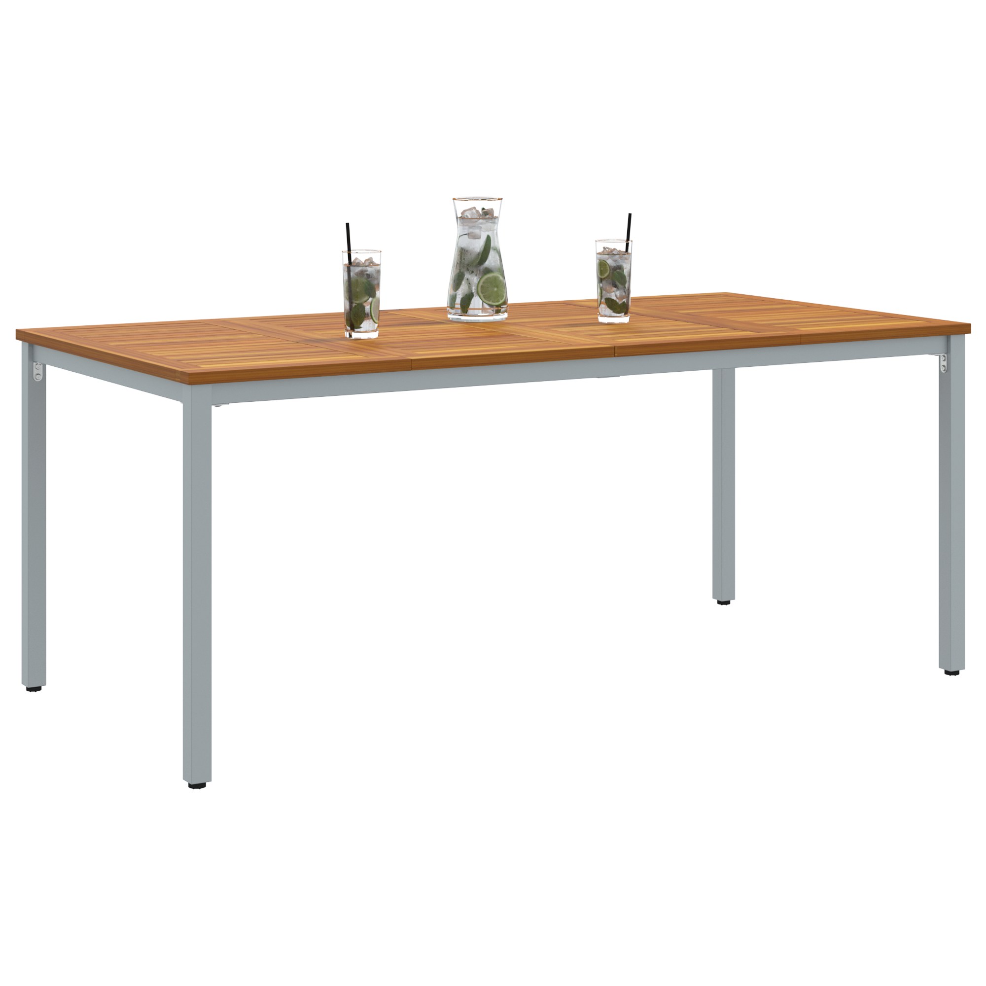 Garden Table 180x90x75 cm Solid Acacia Wood and Metal - Image 3