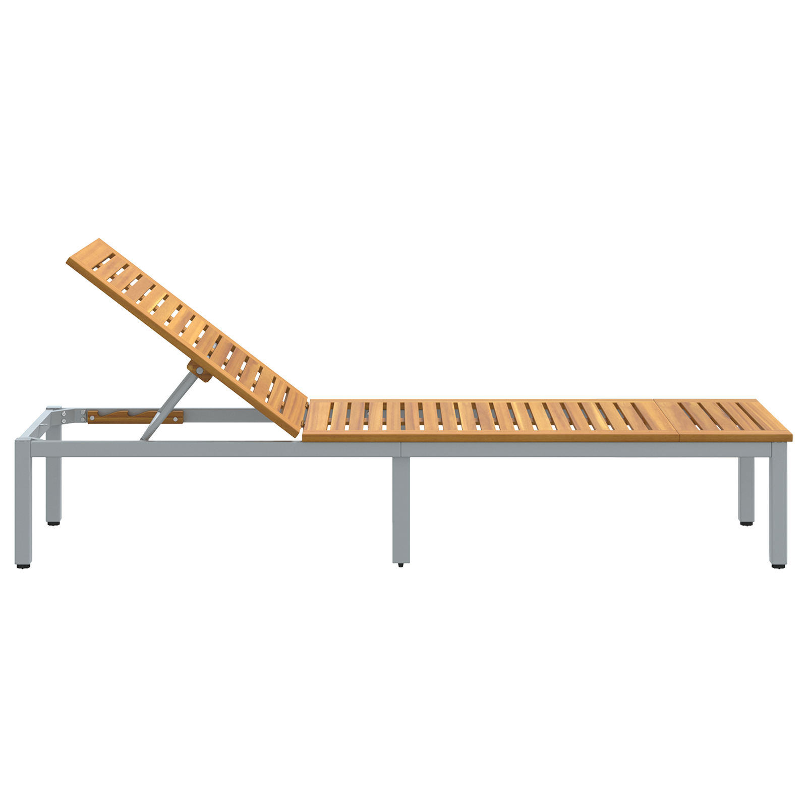 Sun Lounger Grey 200x55x35 cm Solid Wood Acacia - Image 7