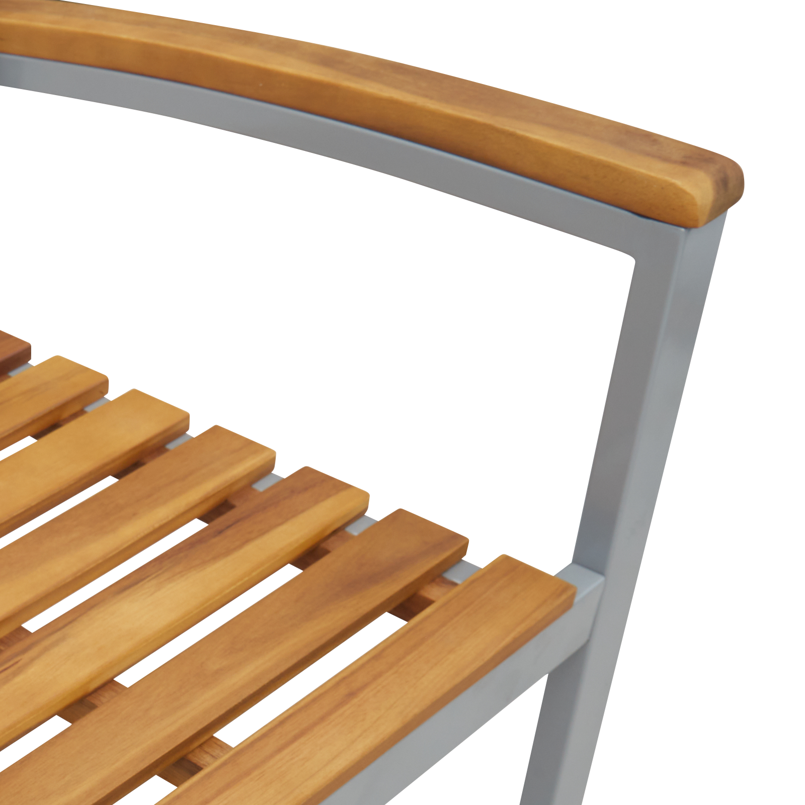 Stackable Garden Chair Grey, Brown Steel, Wood Standard Size - Image 8