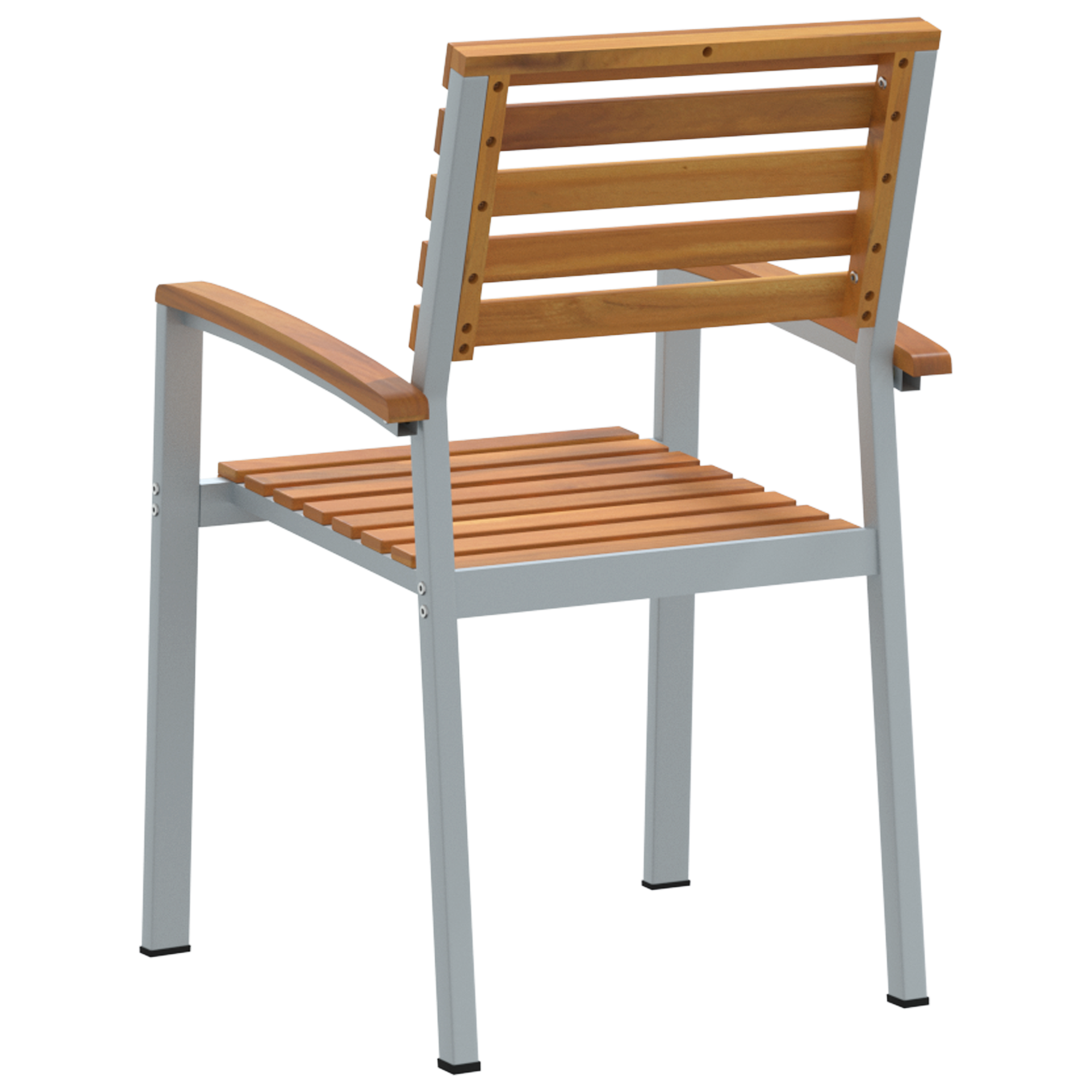 Stackable Garden Chair Grey, Brown Steel, Wood Standard Size - Image 7