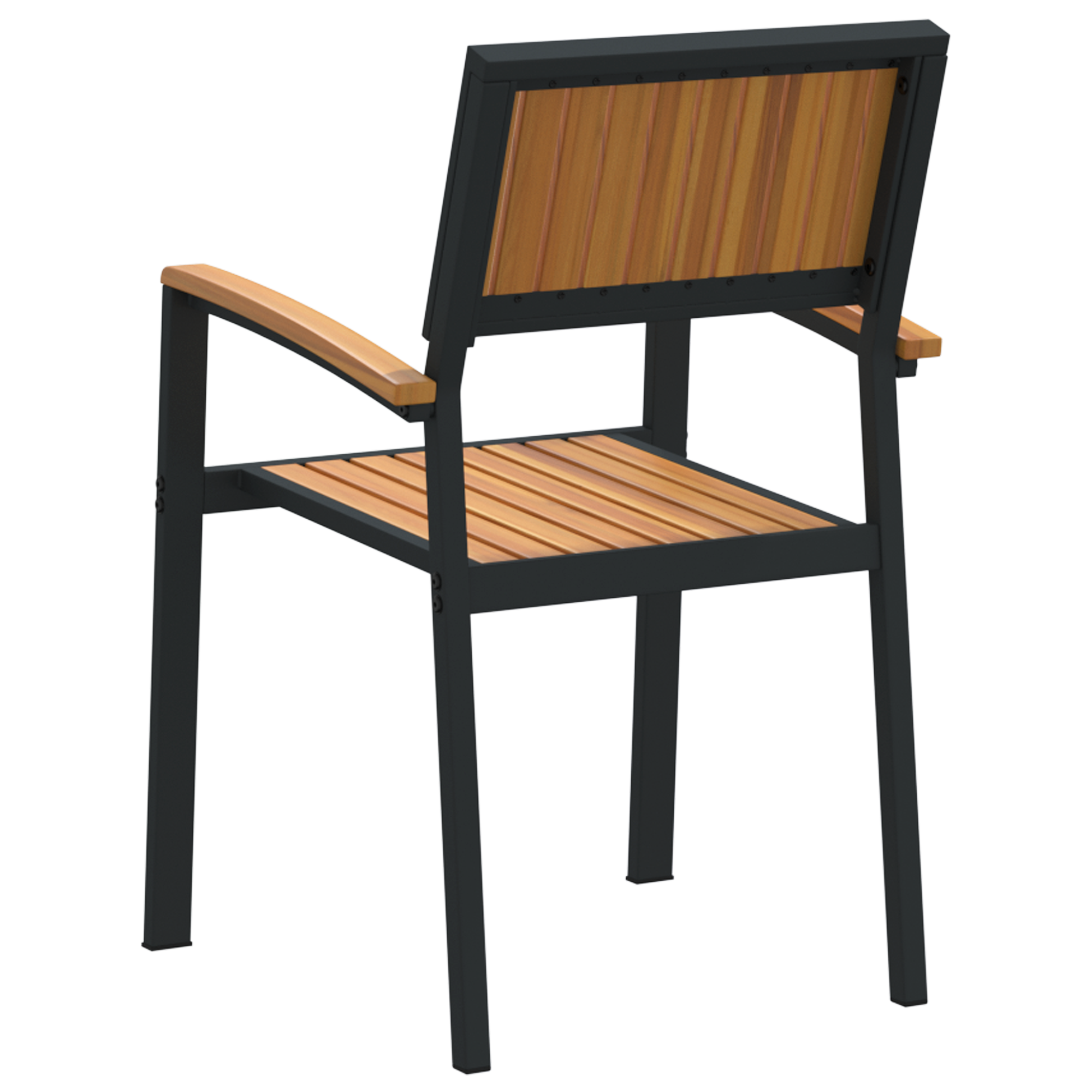 Outdoor Chairs 2 pcs Stackable Black Solid Wood Acacia&Metal - Image 7